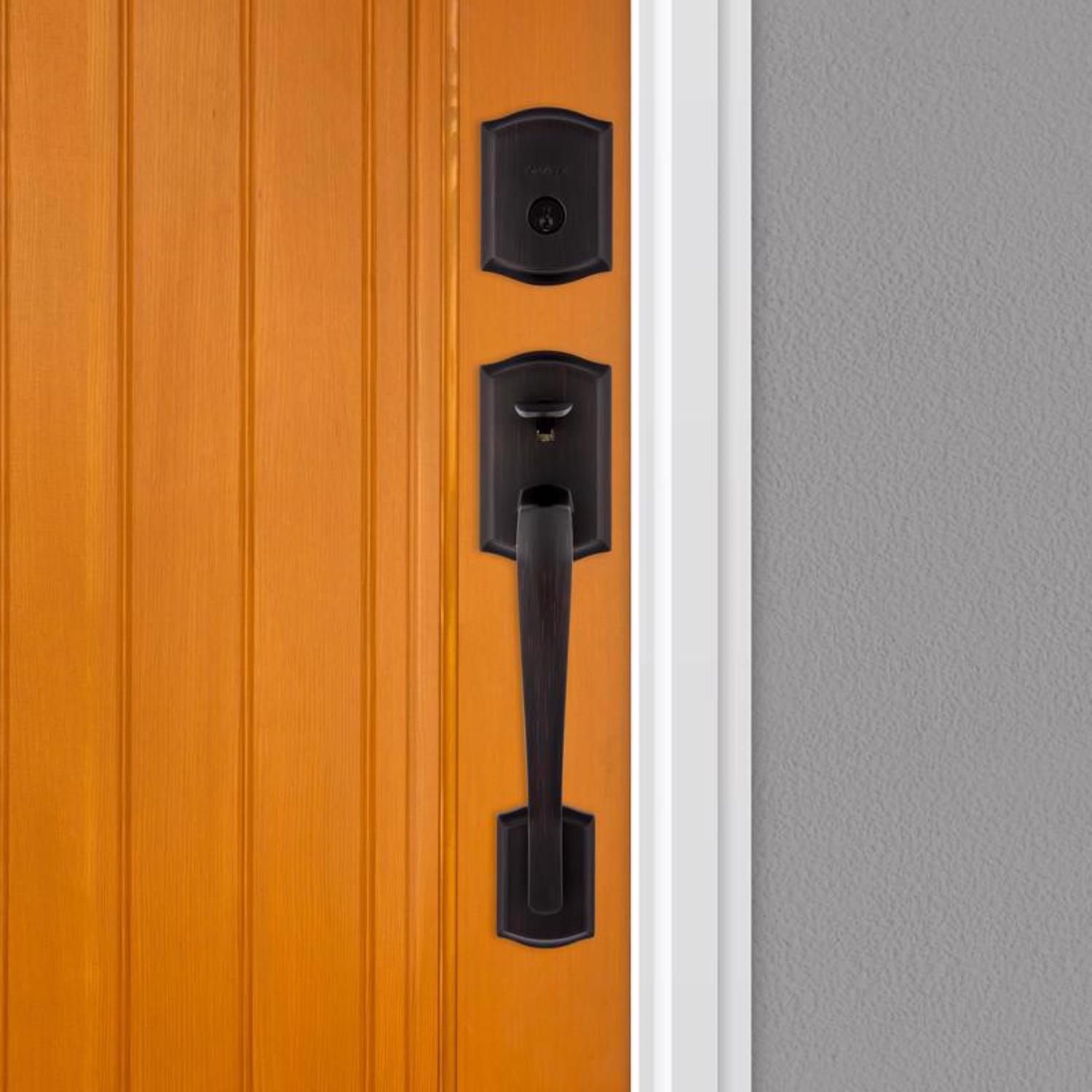 Kwikset Prescott Venetian Bronze Entry Handleset 1-3/4 in.