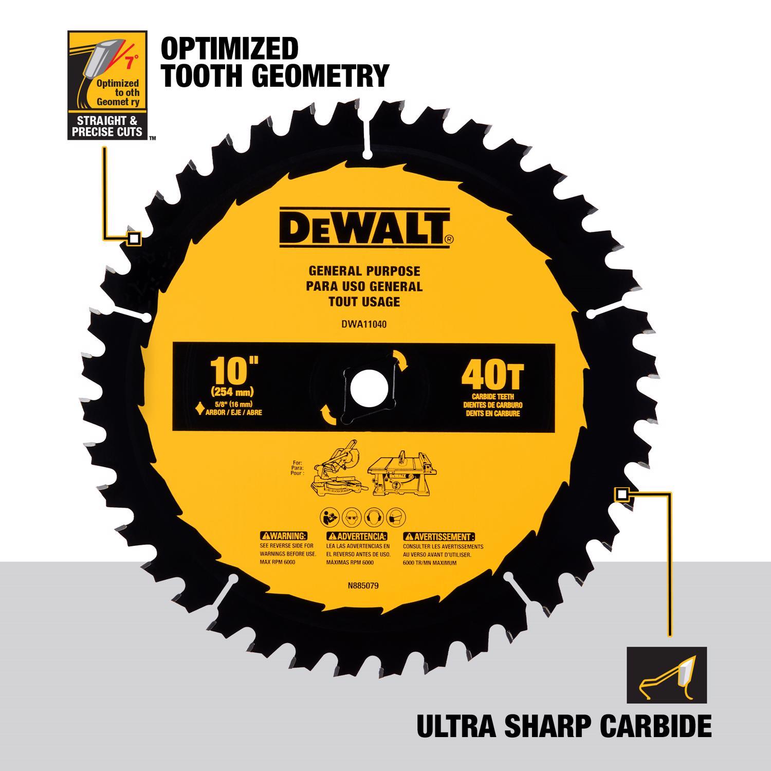 DeWalt 10 in. D X 5/8 in. Carbide Tipped Circular Saw Blade 40 teeth 1 pc