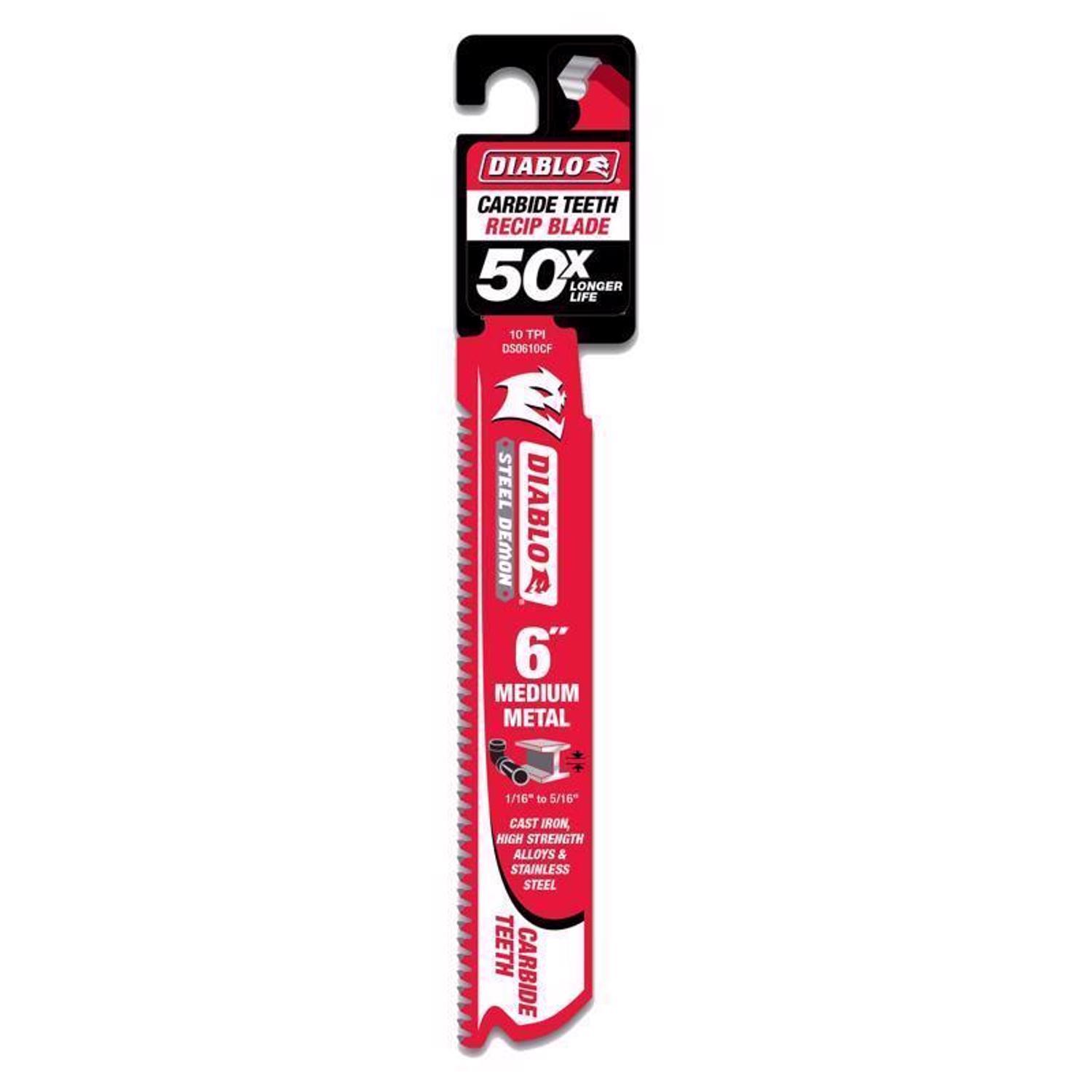 Diablo Steel Demon 6 in. Carbide Tipped Medium Metal Reciprocating Saw Blade 10 TPI 1 pk