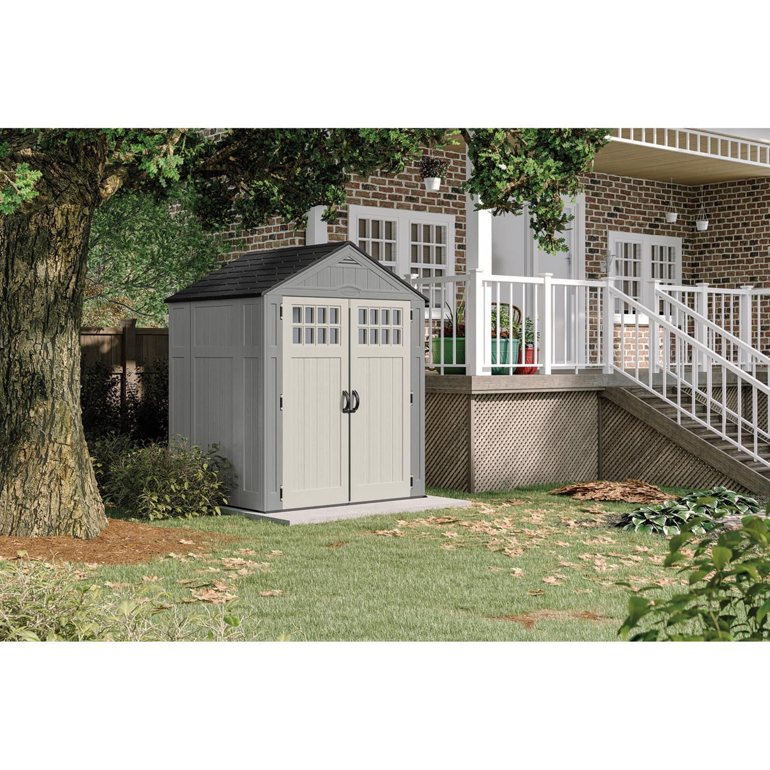 Suncast Everett 6 ft. x 5 ft. Resin Vertical Peak Storage Shed with Floor Kit