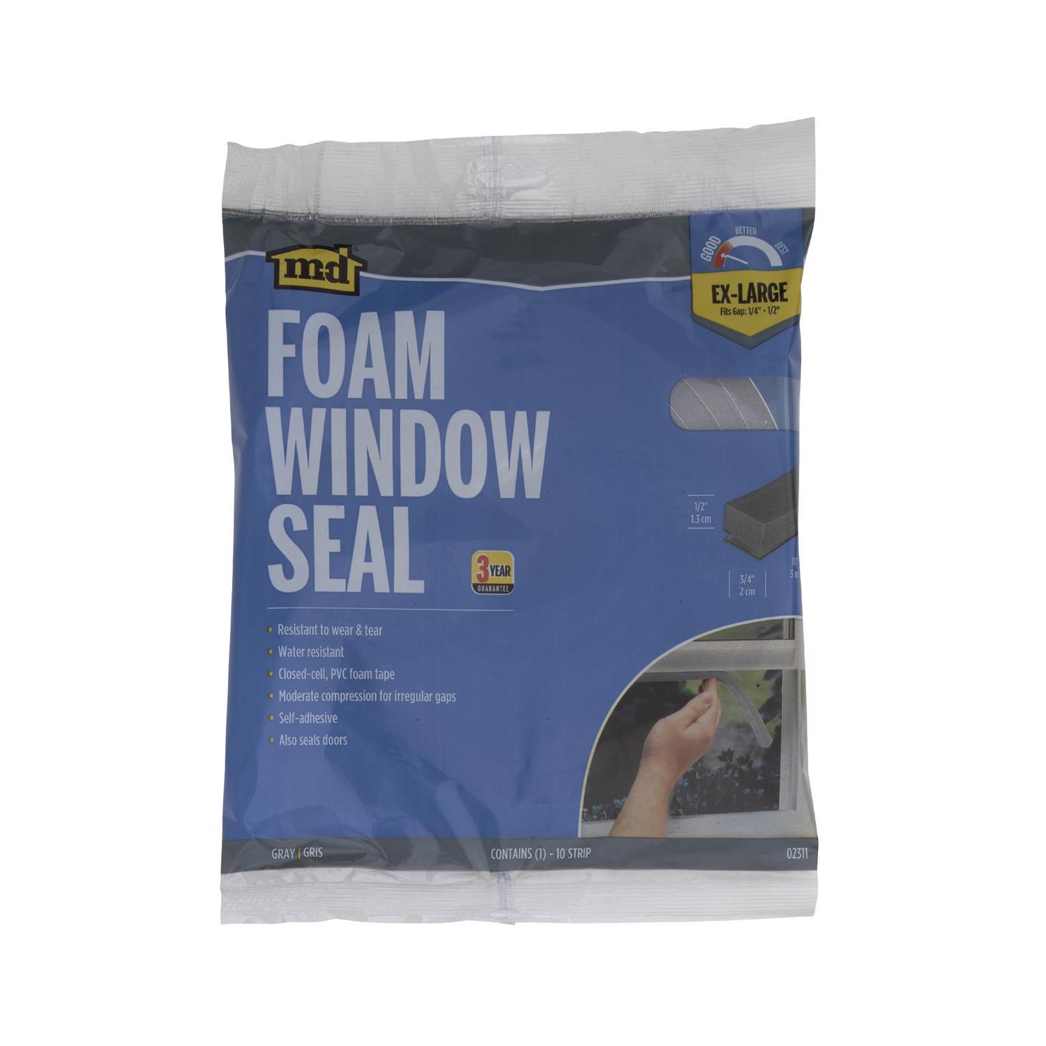 M-D Gray Foam Weather Stripping Tape For Windows 10 ft. L X 1/2 in.