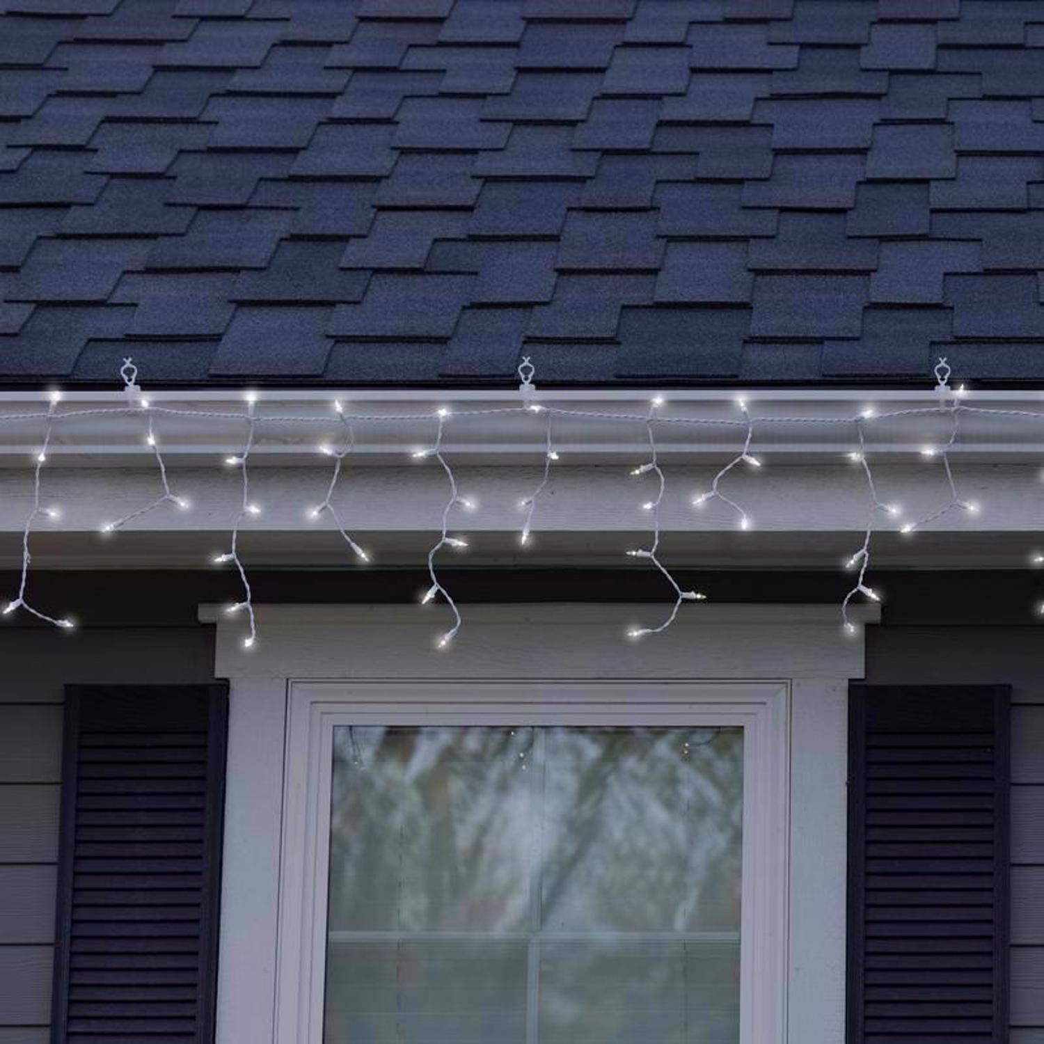 Celebrations Classic LED T5 Pure White 300 ct Icicle Christmas Lights 19.6 ft.