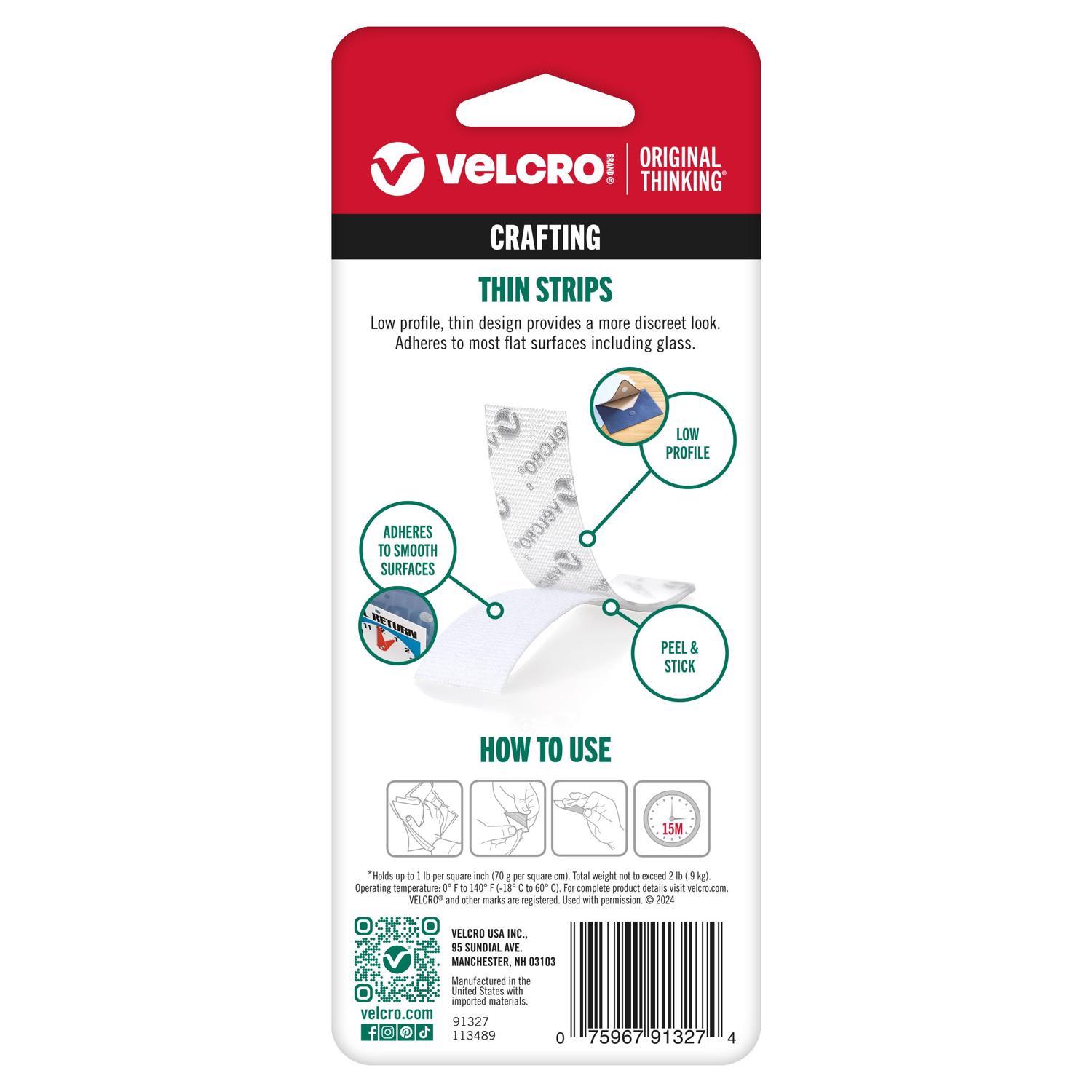 VELCRO Brand Thin Clear Small Nylon Hook and Loop Fastener 3-1/2 in. L 4 pk