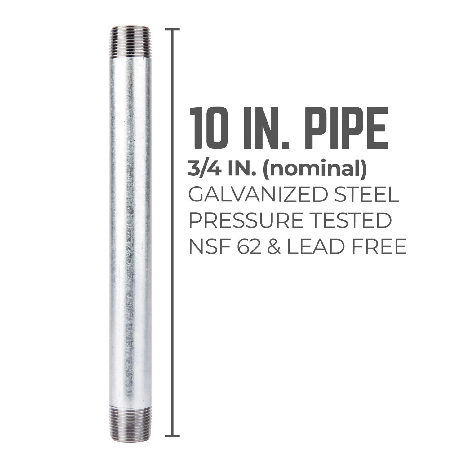 STZ Industries 3/4 in. MIP each X 3/4 in. D MIP Galvanized Steel 10 in. L Nipple