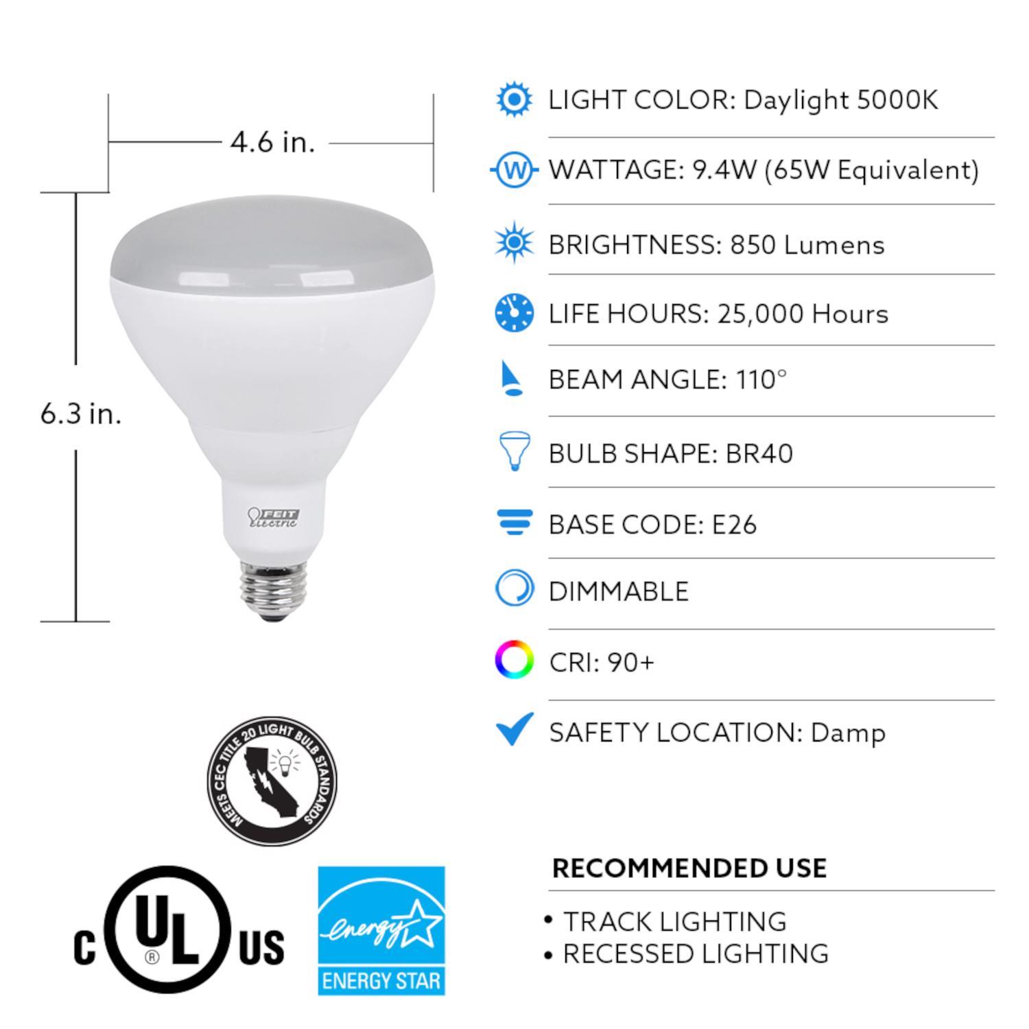 Feit Enhance BR40 E26 (Medium) LED Bulb Daylight 65 Watt Equivalence 1 pk