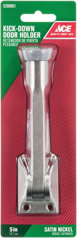 Ace 5 in. W Metal Satin Nickel Gray Kick-Down Door Holder Mounts to door 7/64 in.