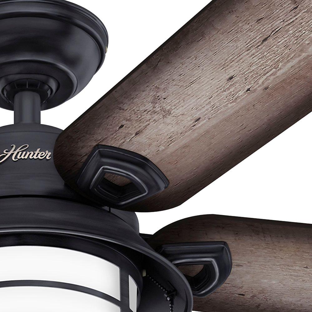 Hunter Key Biscayne 54" Indoor/Outdoor Weathered Zinc Gray Ceiling Fan with Light Kit