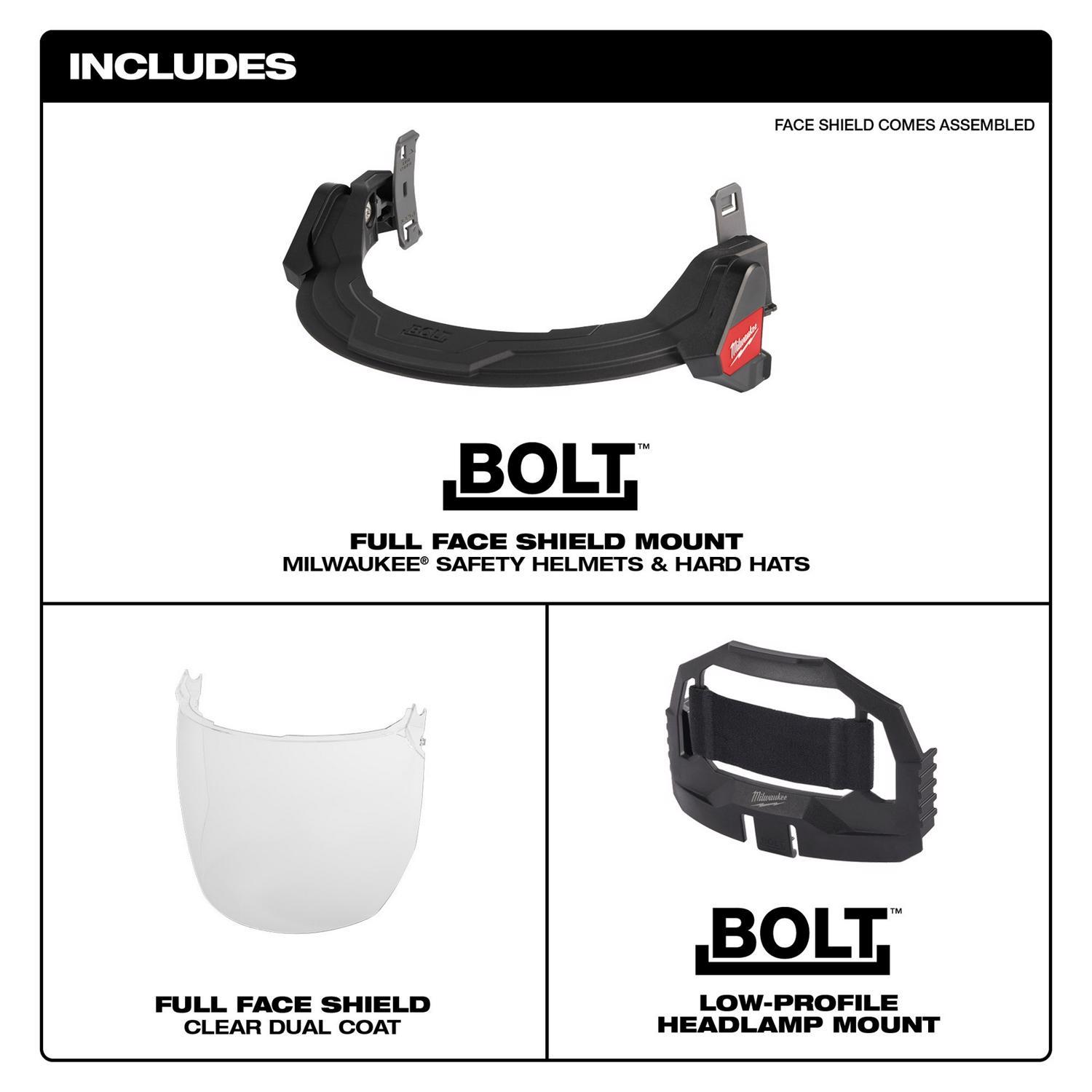 Milwaukee Bolt Anti-Fog PPE Face Shield Clear Lens Black Frame 1 pk