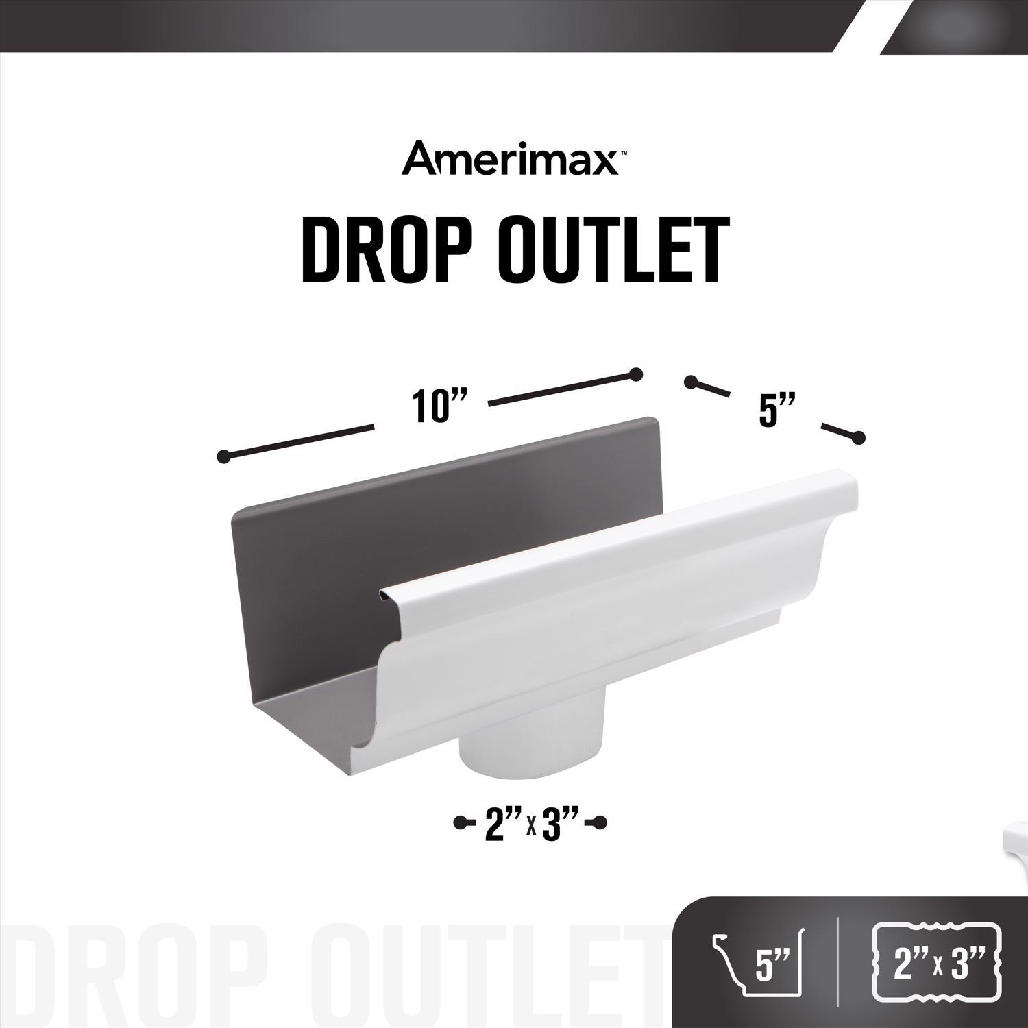 Amerimax 3.5 in. H X 5 in. W X 10 in. L White Aluminum K End w/Drop
