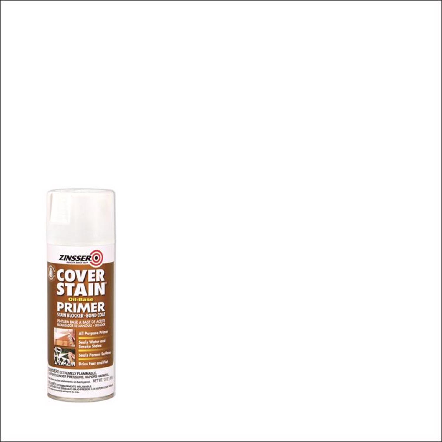 Zinsser Cover Stain White Flat Oil-Based Alkyd Spray Primer and Sealer 13 oz