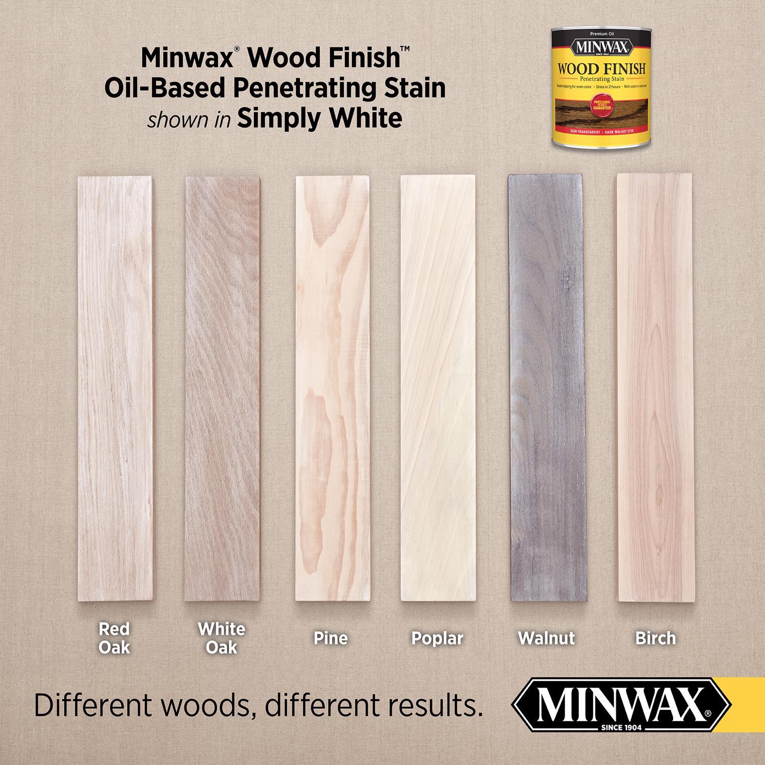 Minwax Wood Finish Semi-Transparent Simply White Oil-Based Penetrating Wood Finish 1/2 pt
