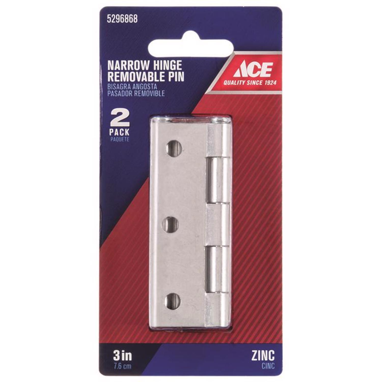 Ace 3 in. L Zinc-Plated Narrow Hinge 2 pk