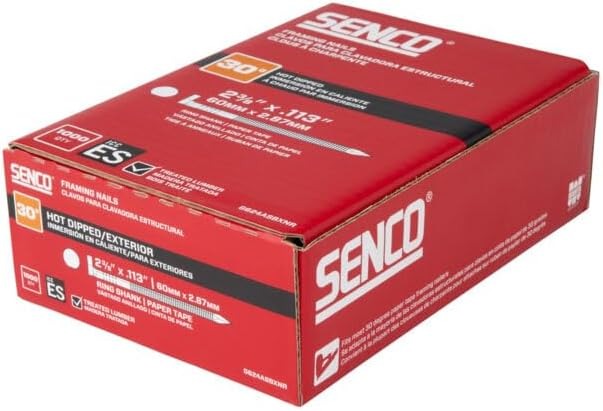 Senco Framing Nails | 30 Degree | 2-3/8 in. x .113 | Ring Shank | Paper Tape Collated Nail | Hot Dipped Galvanized