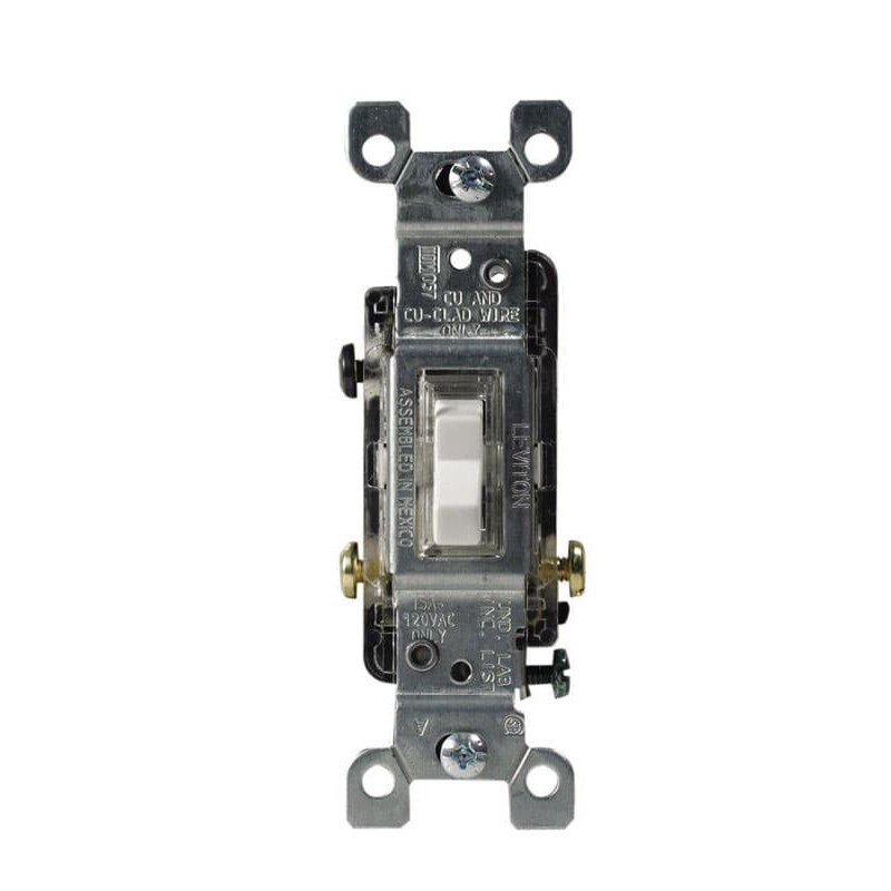 Leviton Illuminated 15 amps Single Pole Toggle Switch White 1 pk