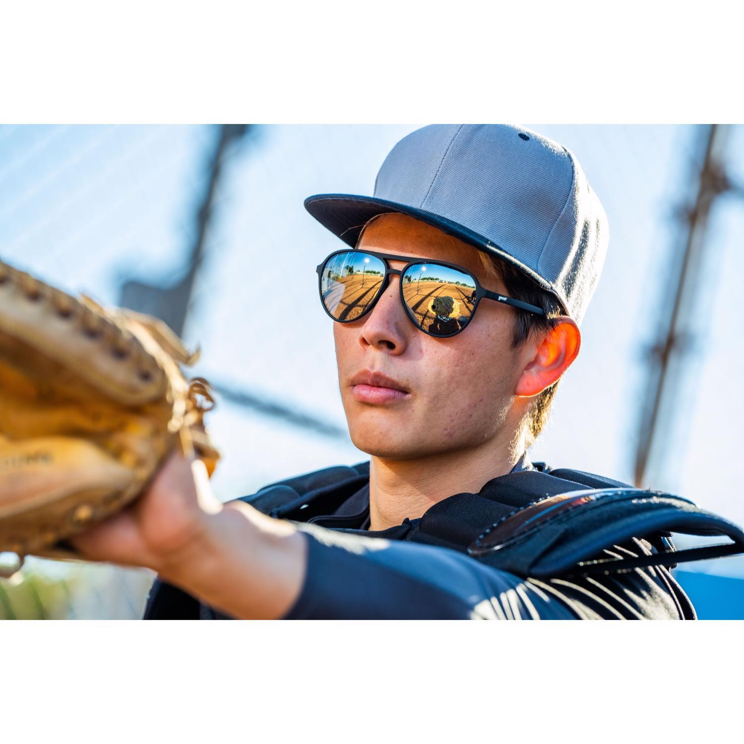 goodr Mach G - Add the Chrome Package Sunglasses Unisex Black Frame Silver Lens Polarized