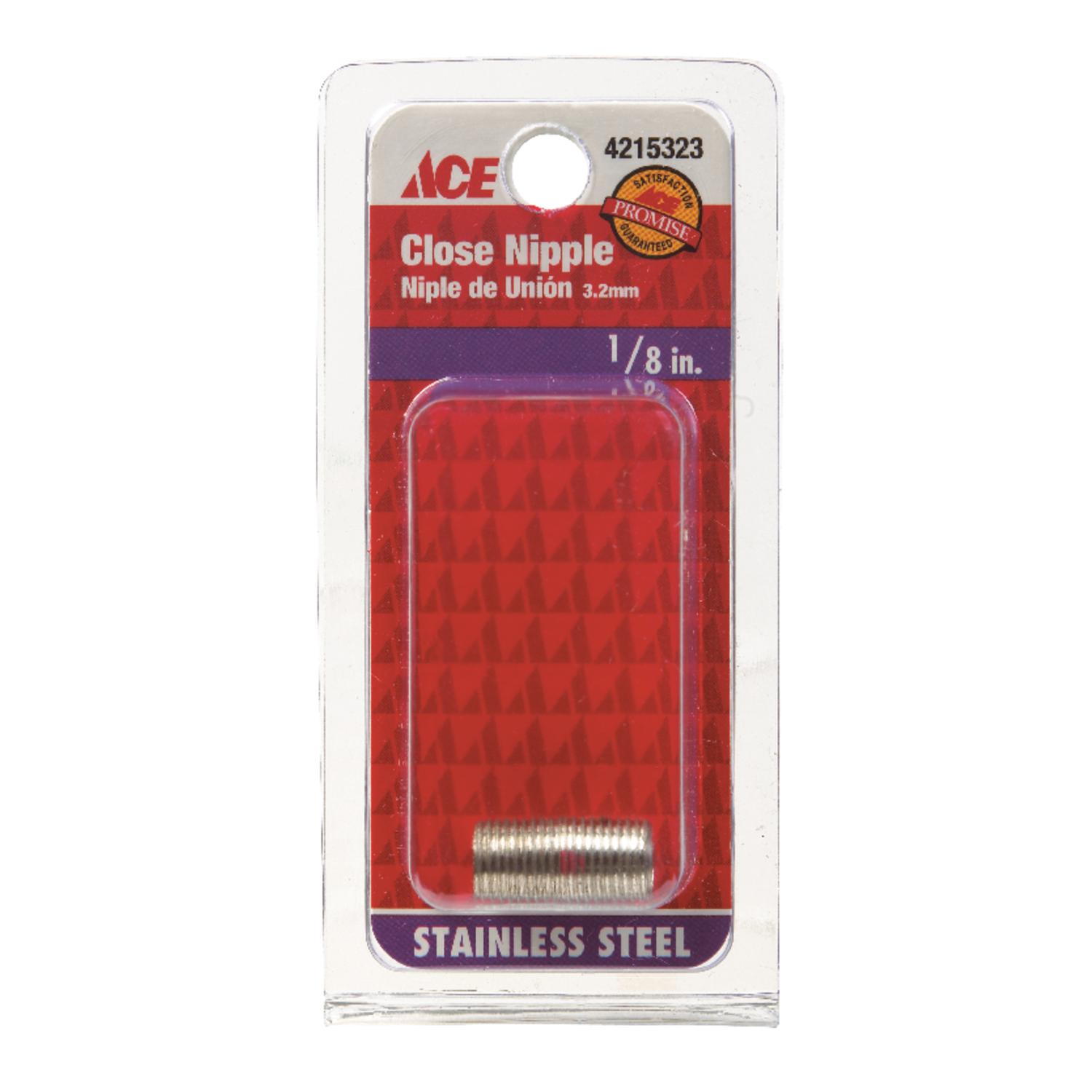 Smith-Cooper 1/8 in. MPT Stainless Steel Close in. L Nipple