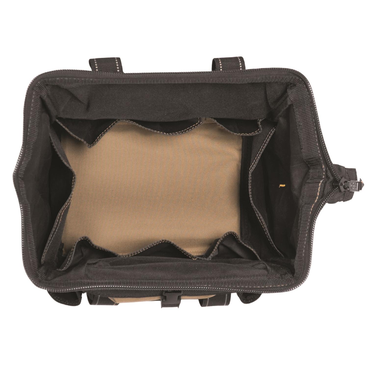 CLC 8 in. W X 9 in. H Polyester Tote Bag with Plastic Tray 21 pocket Black/Tan 1 pc