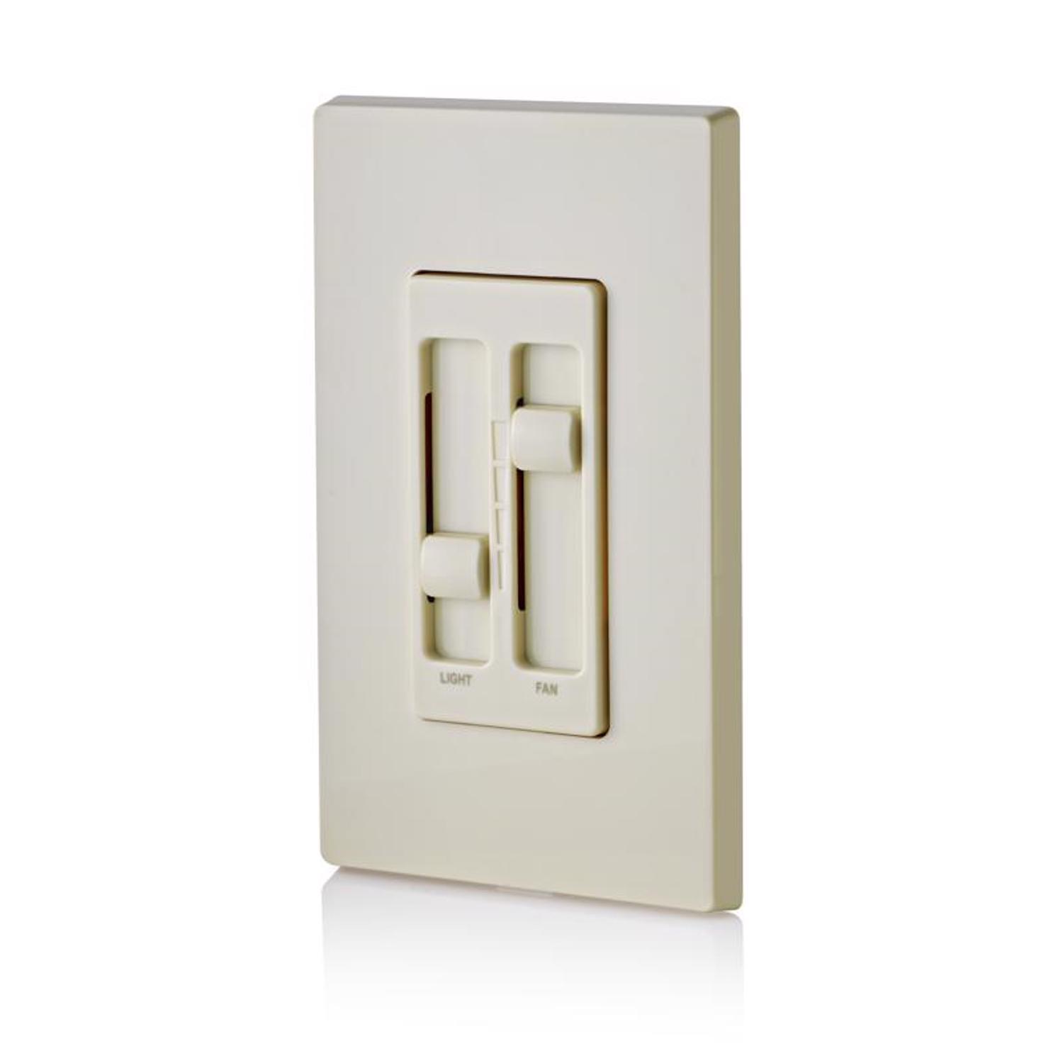 Leviton Decora SureSlide Light Almond Fan/LED Dimmer Slide Switch 1 pk