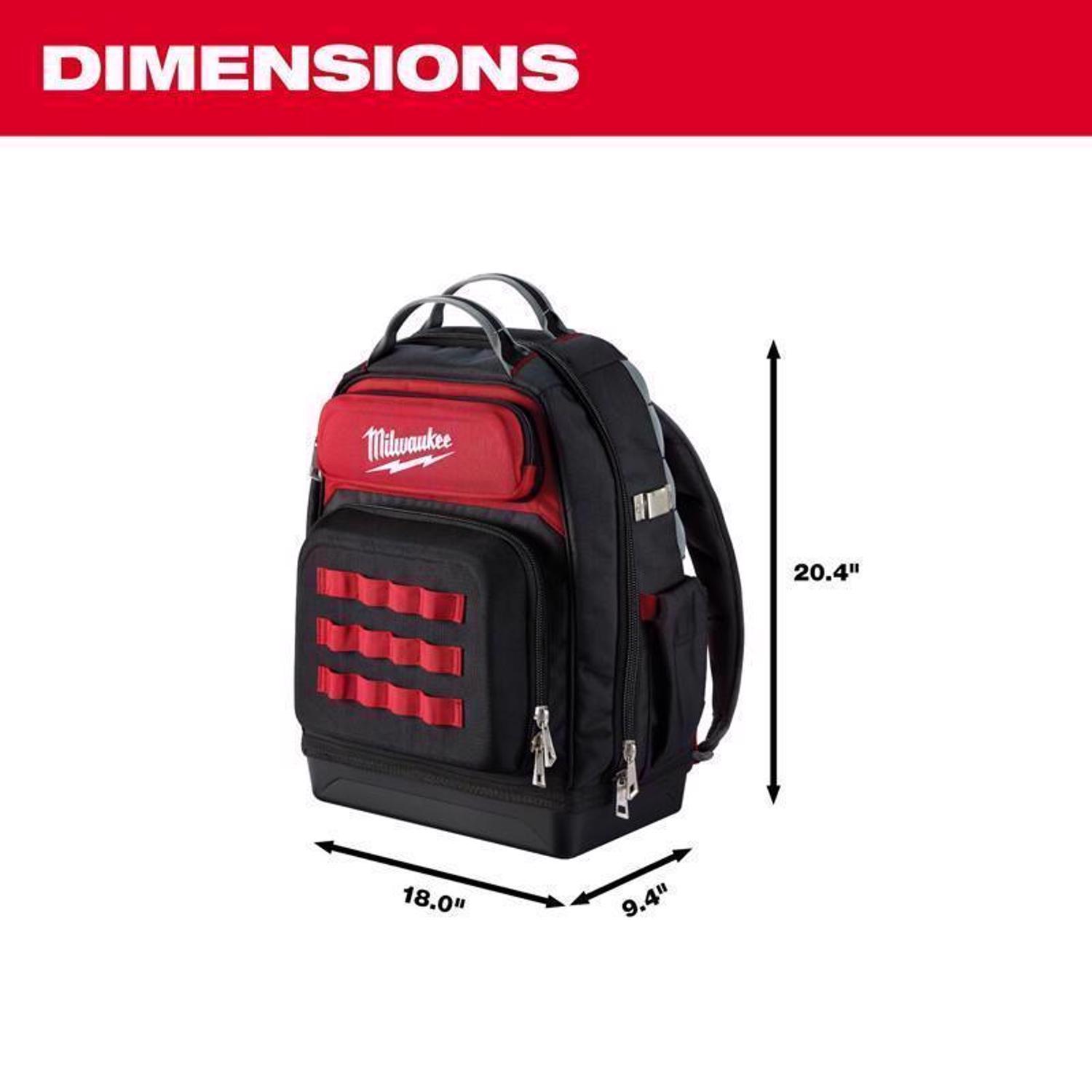Milwaukee Ultimate Jobsite Ballistic Nylon Backpack 48 pocket Black/Red 1 pc
