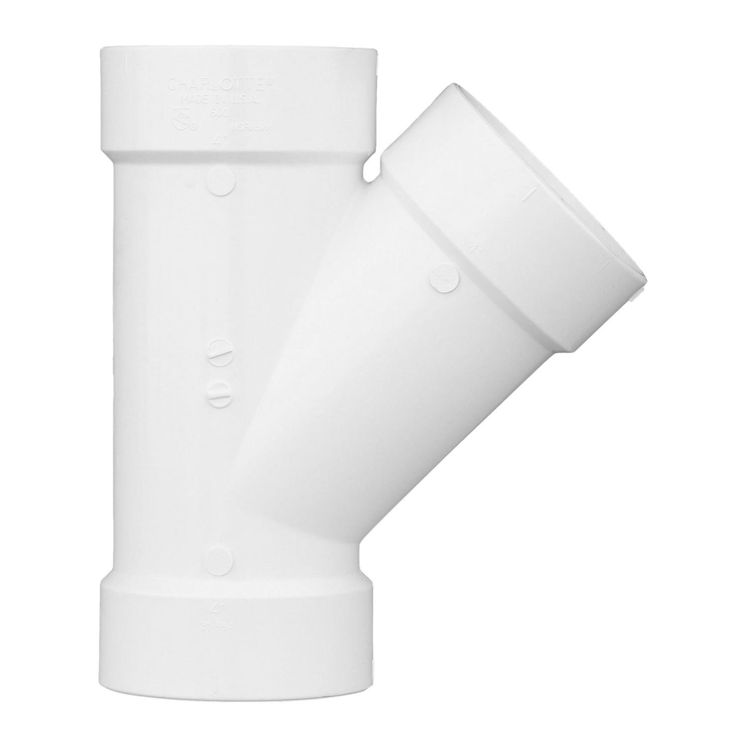 Charlotte Pipe Schedule 40 4 in. Hub X 4 in. D Hub PVC Wye 1 pk