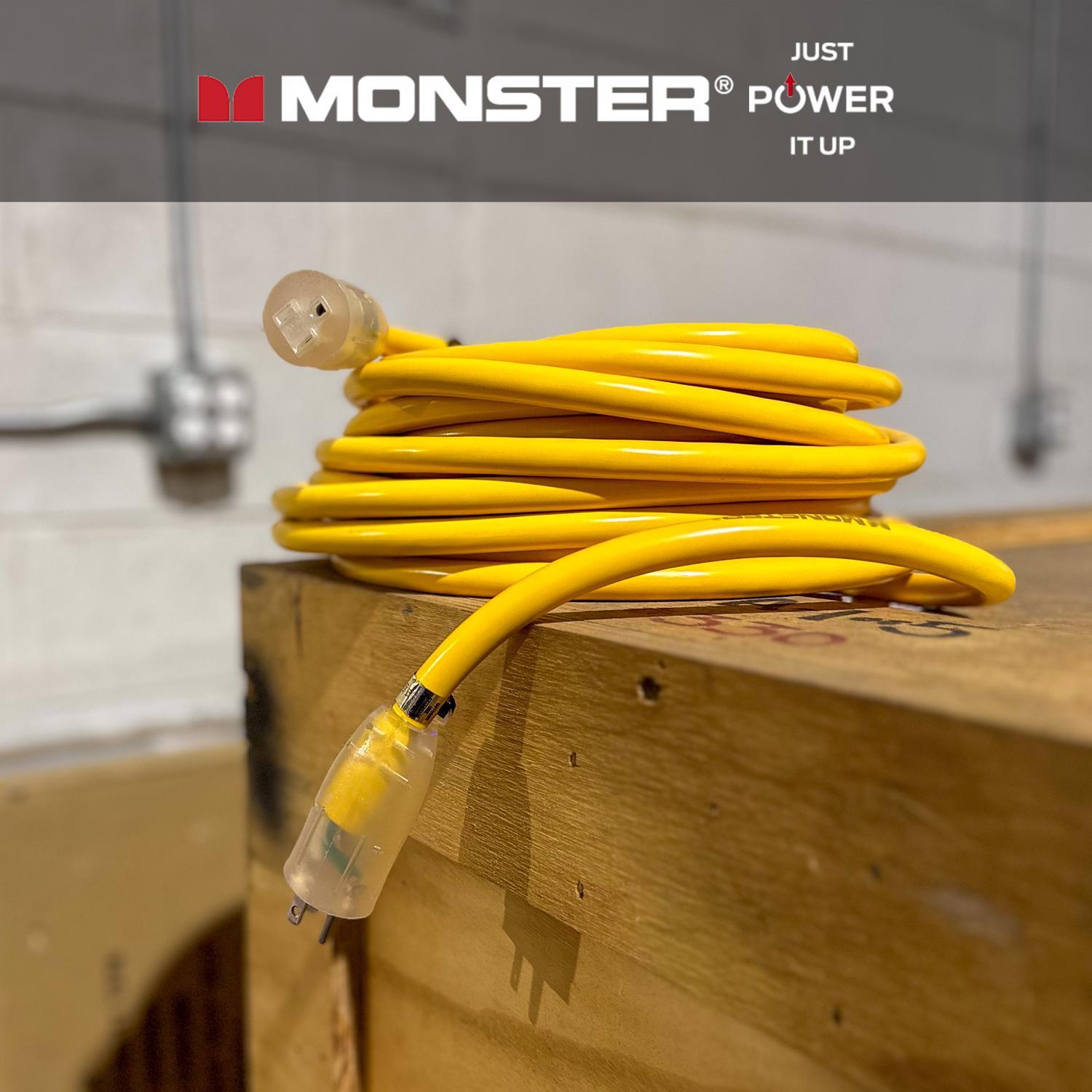 Monster Just Power It Up Outdoor 50 ft. L Yellow Extension Cord 10/3 SJTW