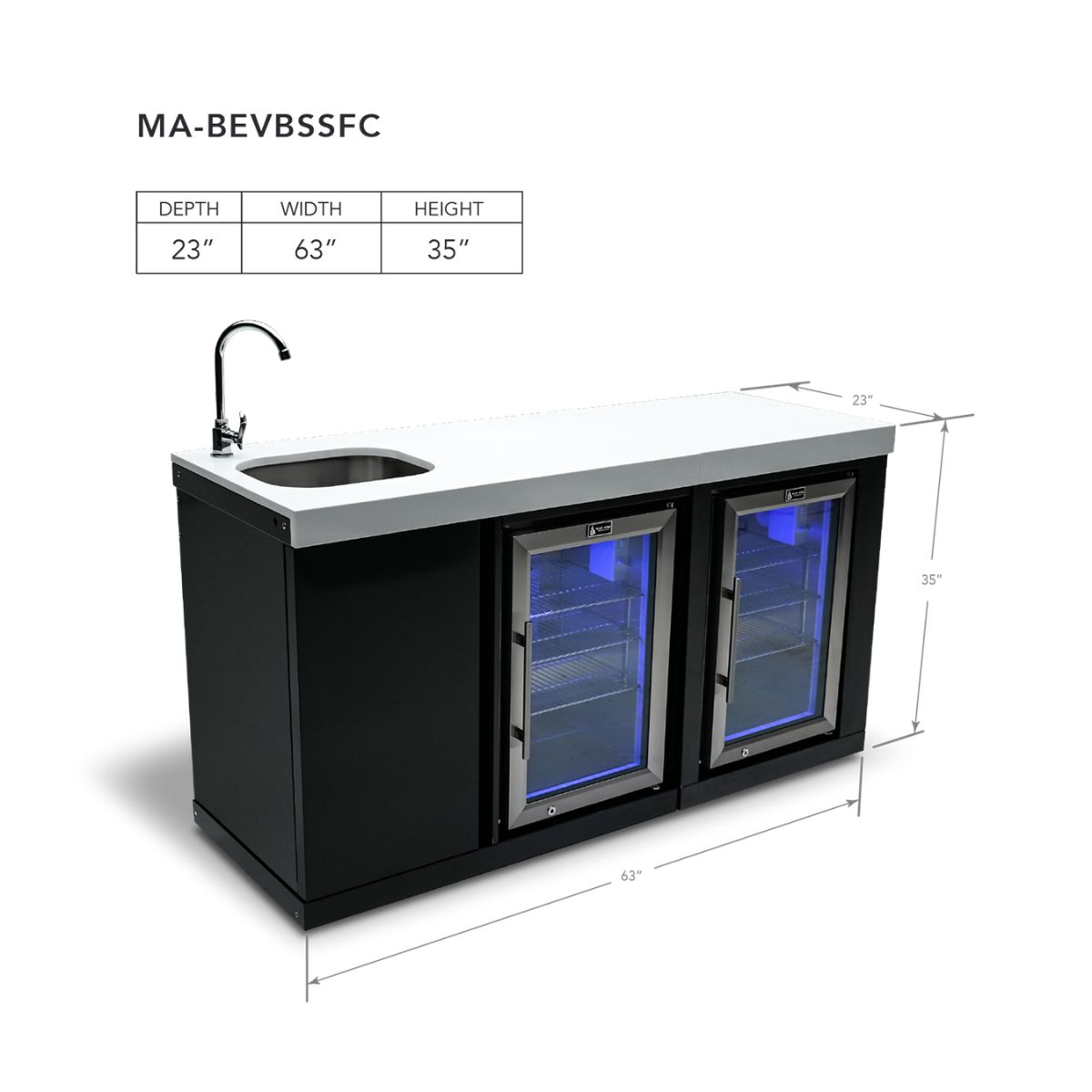 Mont Alpi Black Stainless Steel Beverage center and fridge cabinet
