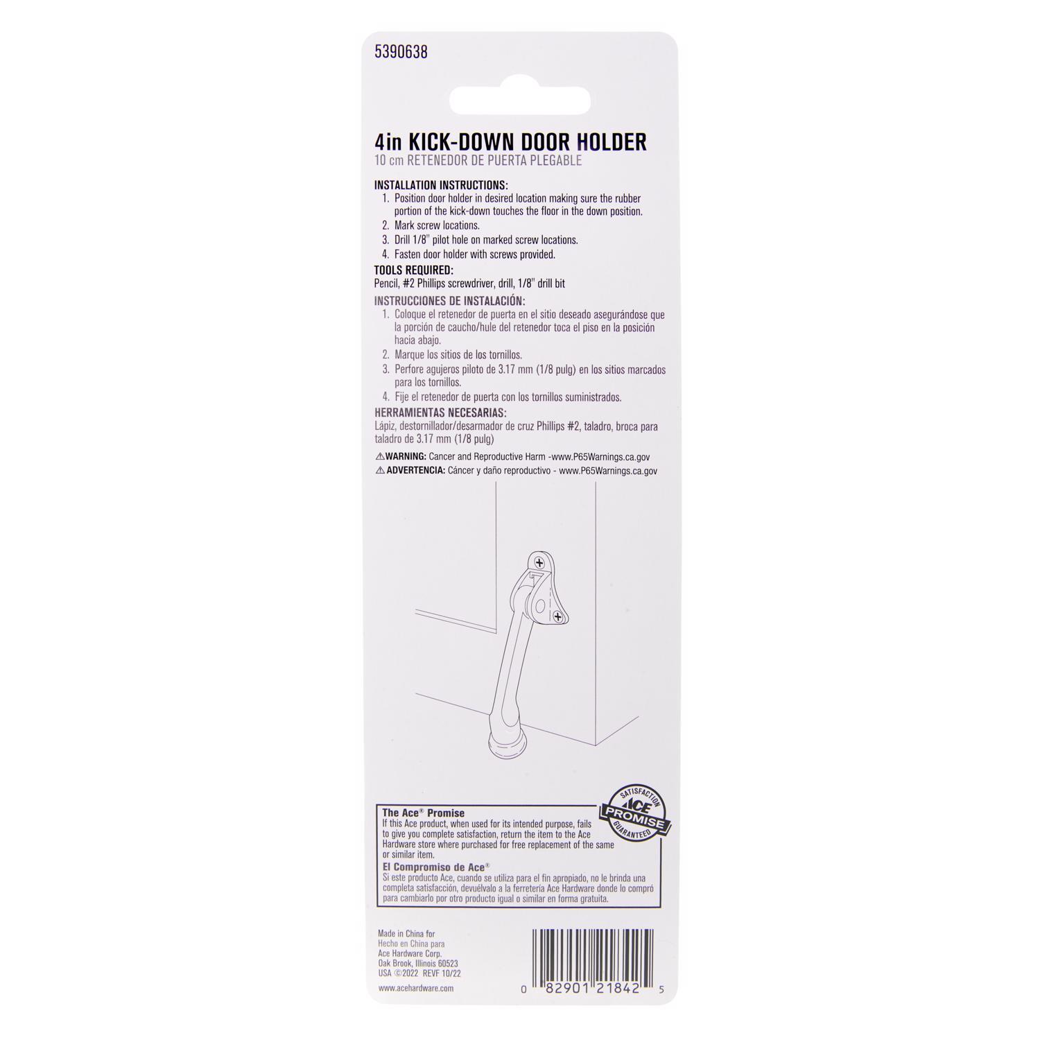 Ace 4 in. W Nickel Satin Nickel Silver Kick-Down Door Holder Mounts to door 0 in.