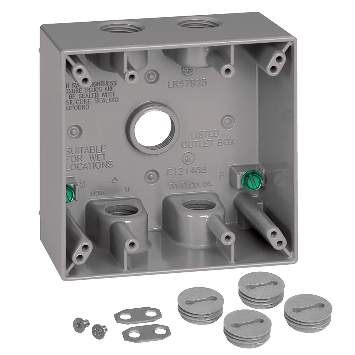 Sigma Engineered Solutions New Work 31 cu in Square Metallic 2 gang Weatherproof Box Gray
