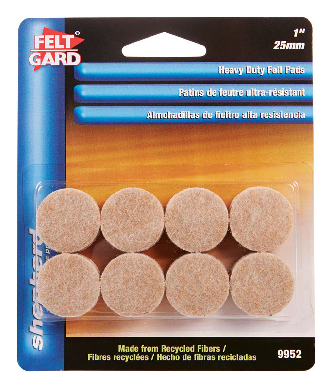Ace Felt Round Self Adhesive Pad Brown 1 in. W 16 pk