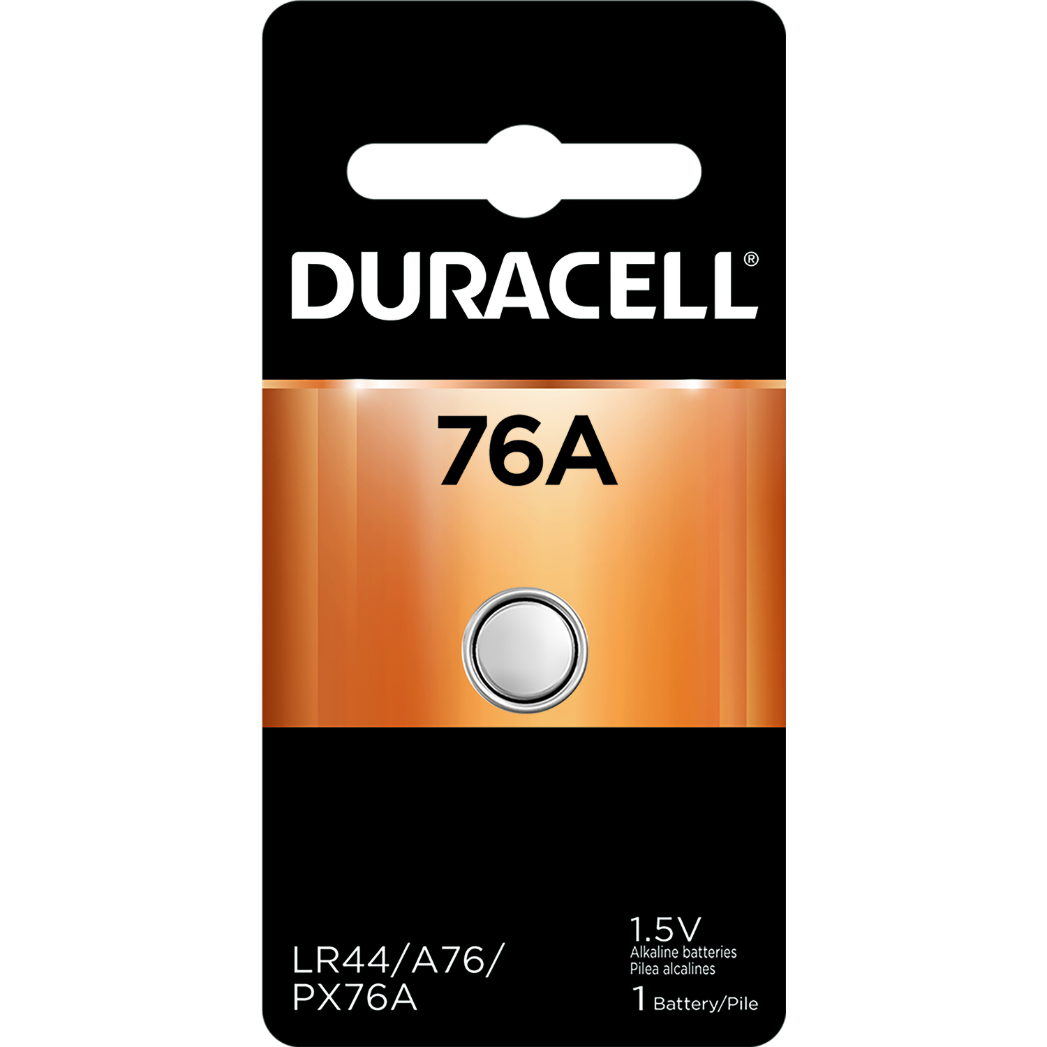 Duracell Alkaline 76A LR44 1.5 V 110 Ah Battery PX76 1 pk