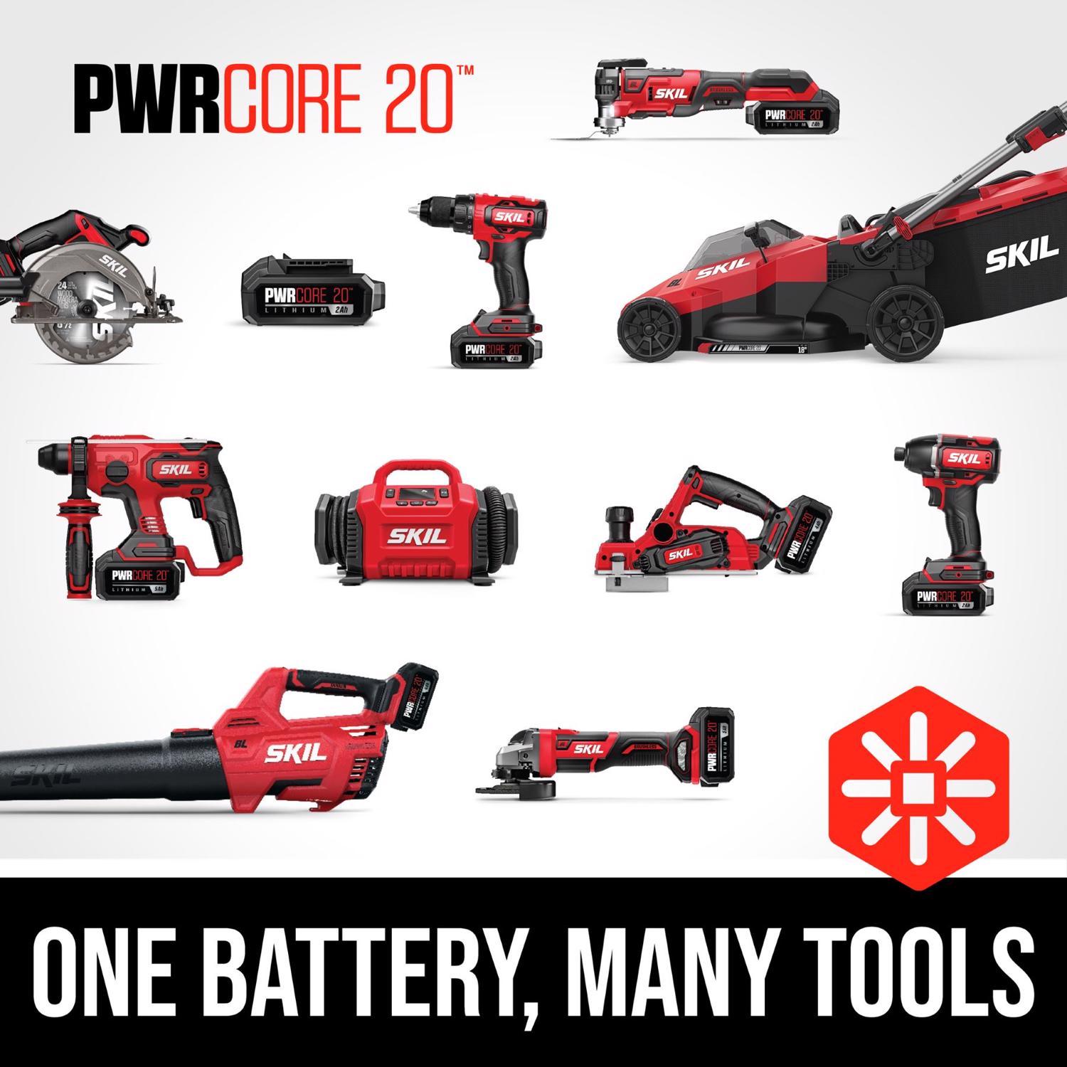 SKIL 20V PWR CORE Cordless Brushed 4 Tool Combo Kit