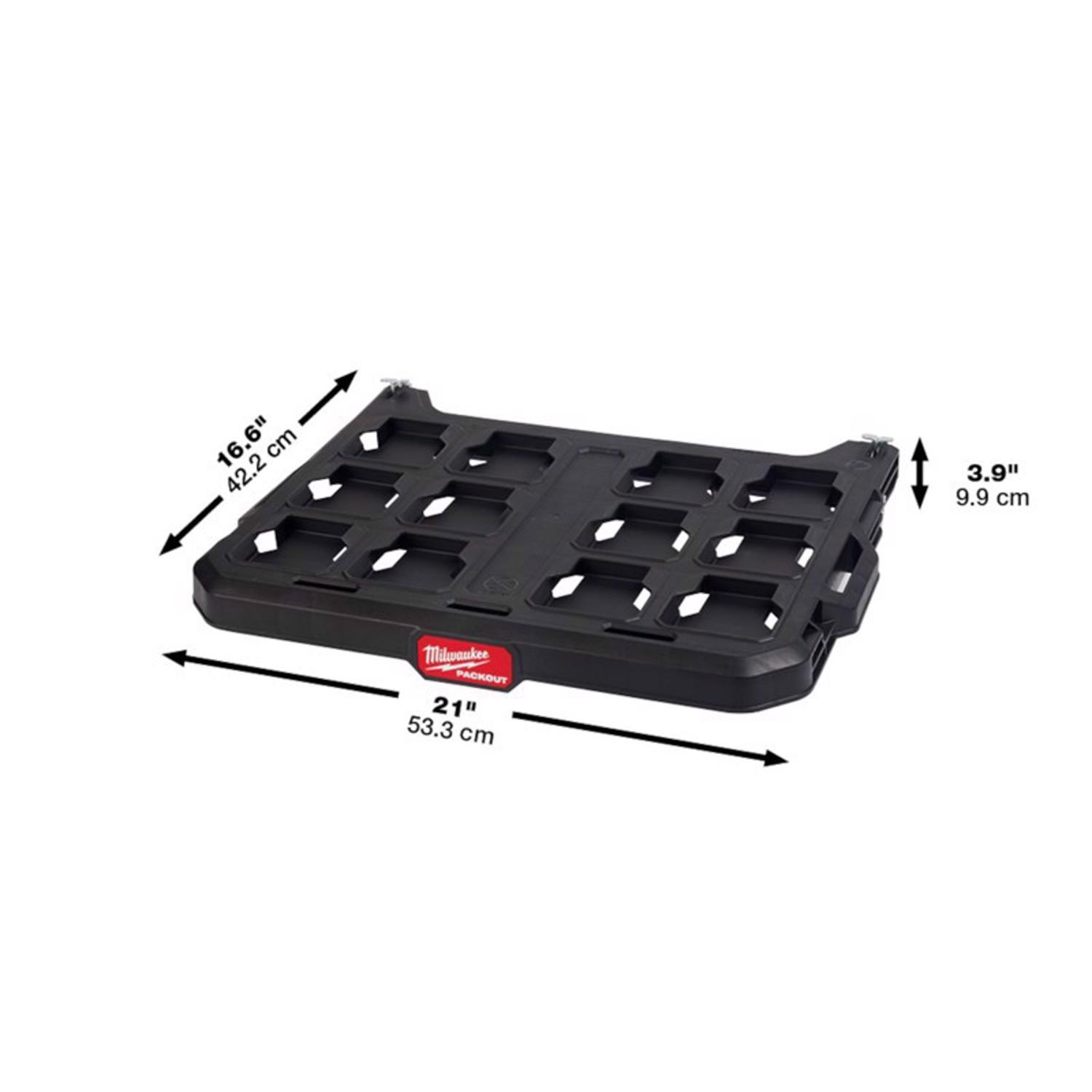 Milwaukee Packout 3.9 in. H X 21 in. W X 16.6 in. D Black Metal/Plastic Shelf Rack