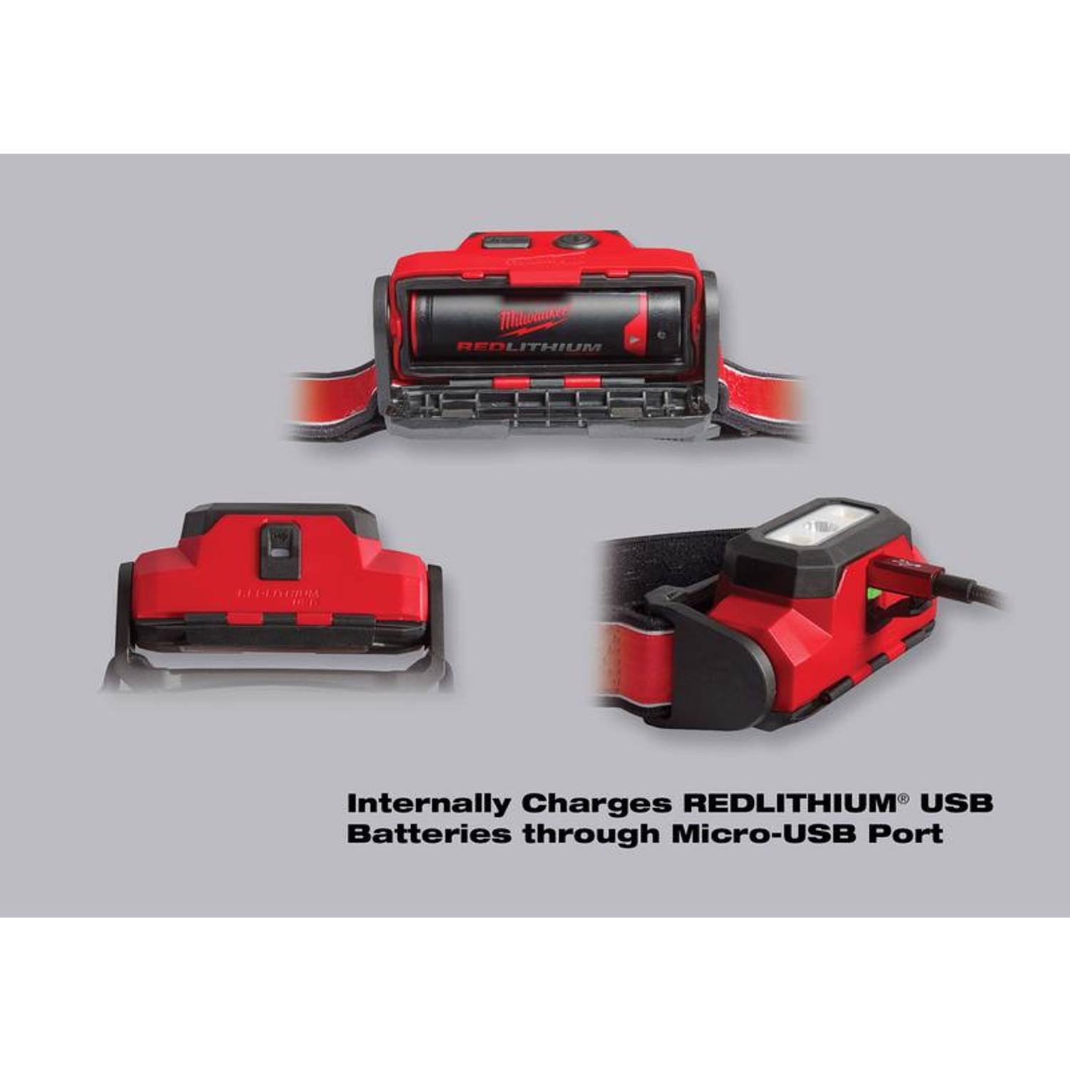 Milwaukee Redlithium 475 lm Black/Red LED Head Lamp