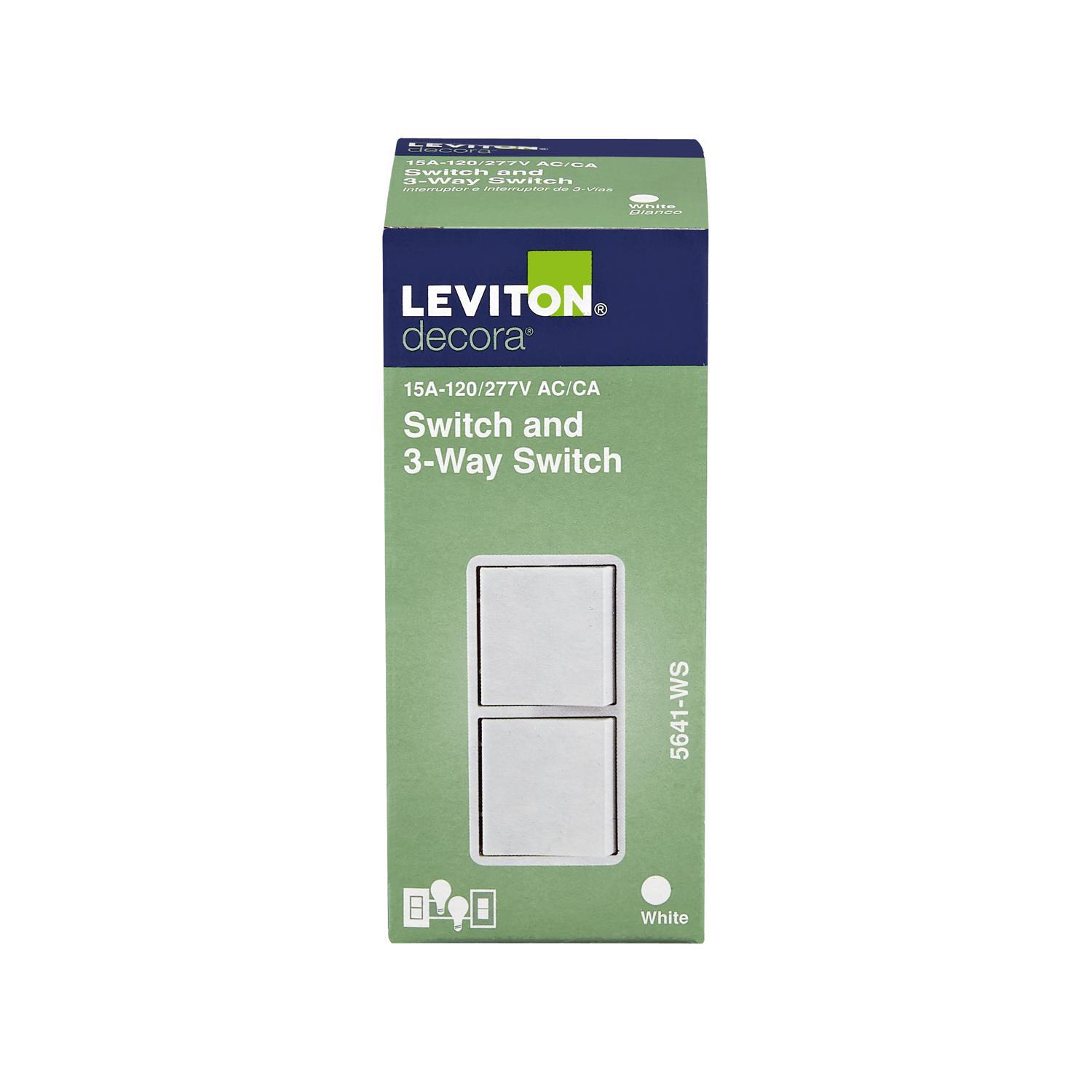 Leviton Decora 15 amps Single Pole 3-Way/Combination Duplex Combination Switch White 1 pk