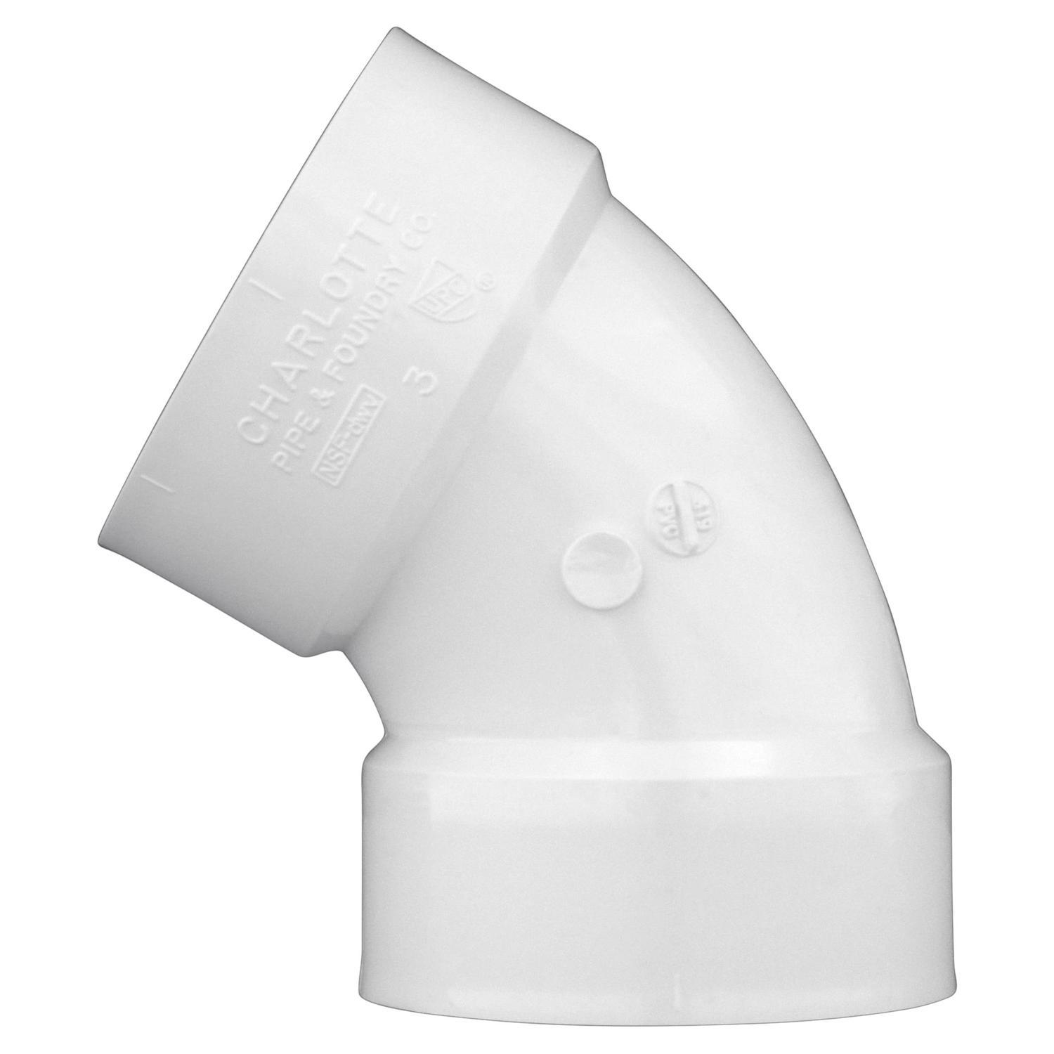 Charlotte Pipe Schedule 40 2 in. Hub X 2 in. D Hub PVC 45 Degree Elbow 1 pk