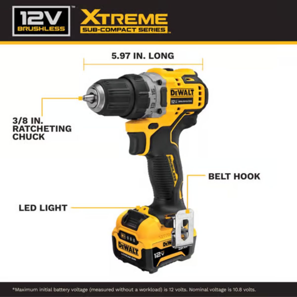 DeWalt 12V MAX XTREME 3/8 in. Brushless Compact Cordless Drill/Driver Kit (Battery & Charger)