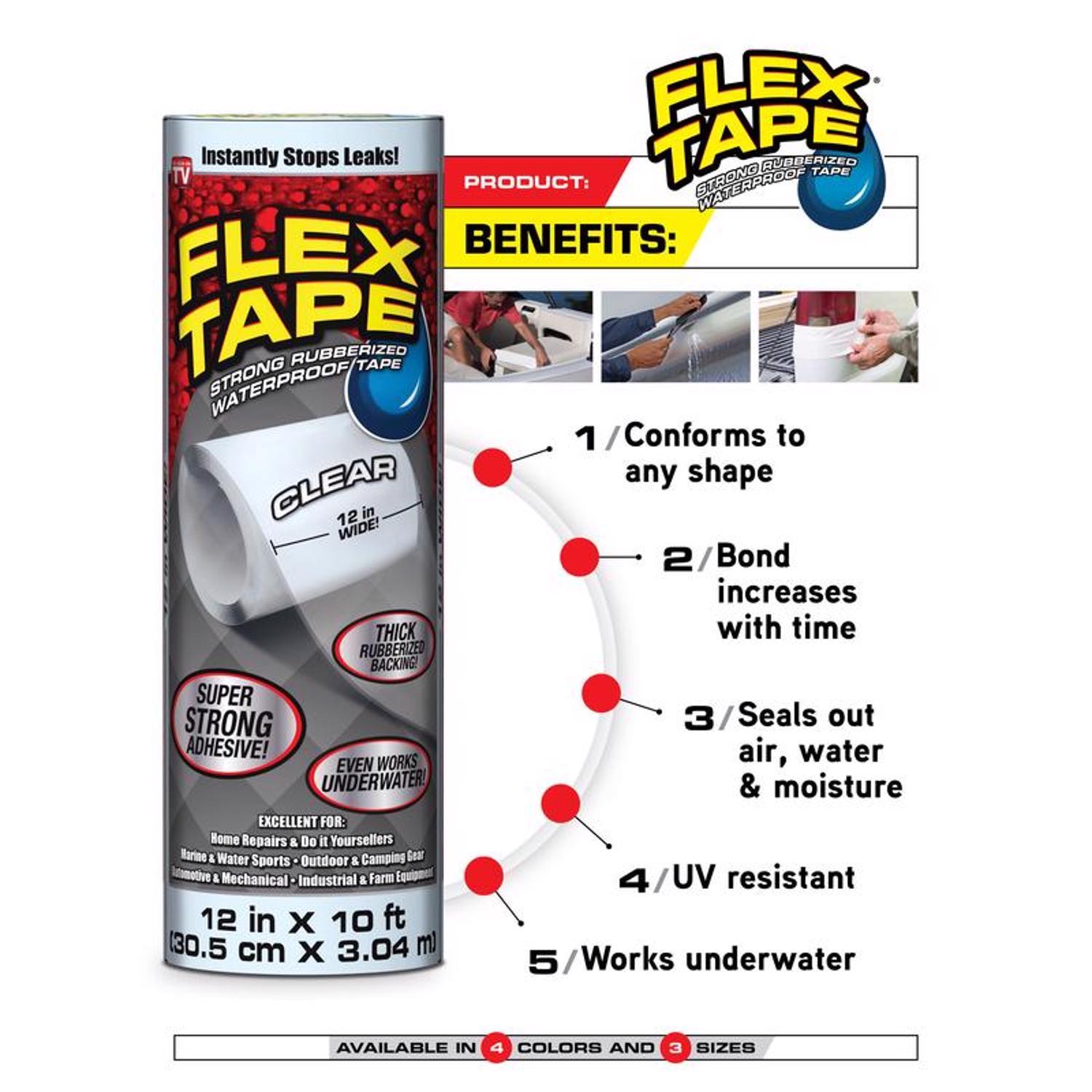 Flex Seal Family of Products Flex Tape 8 in. W X 5 ft. L Clear Waterproof Repair Tape