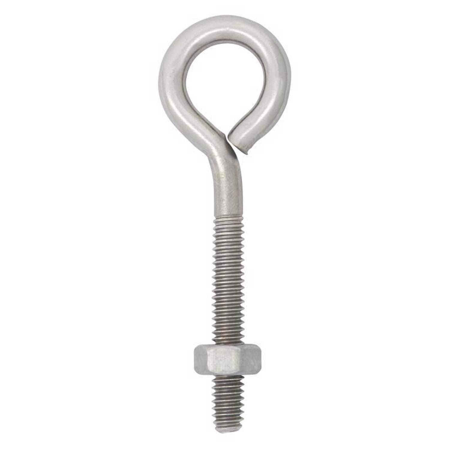 Hampton 1/4 in. X 3 in. L Stainless Stainless Steel Eyebolt Nut Included