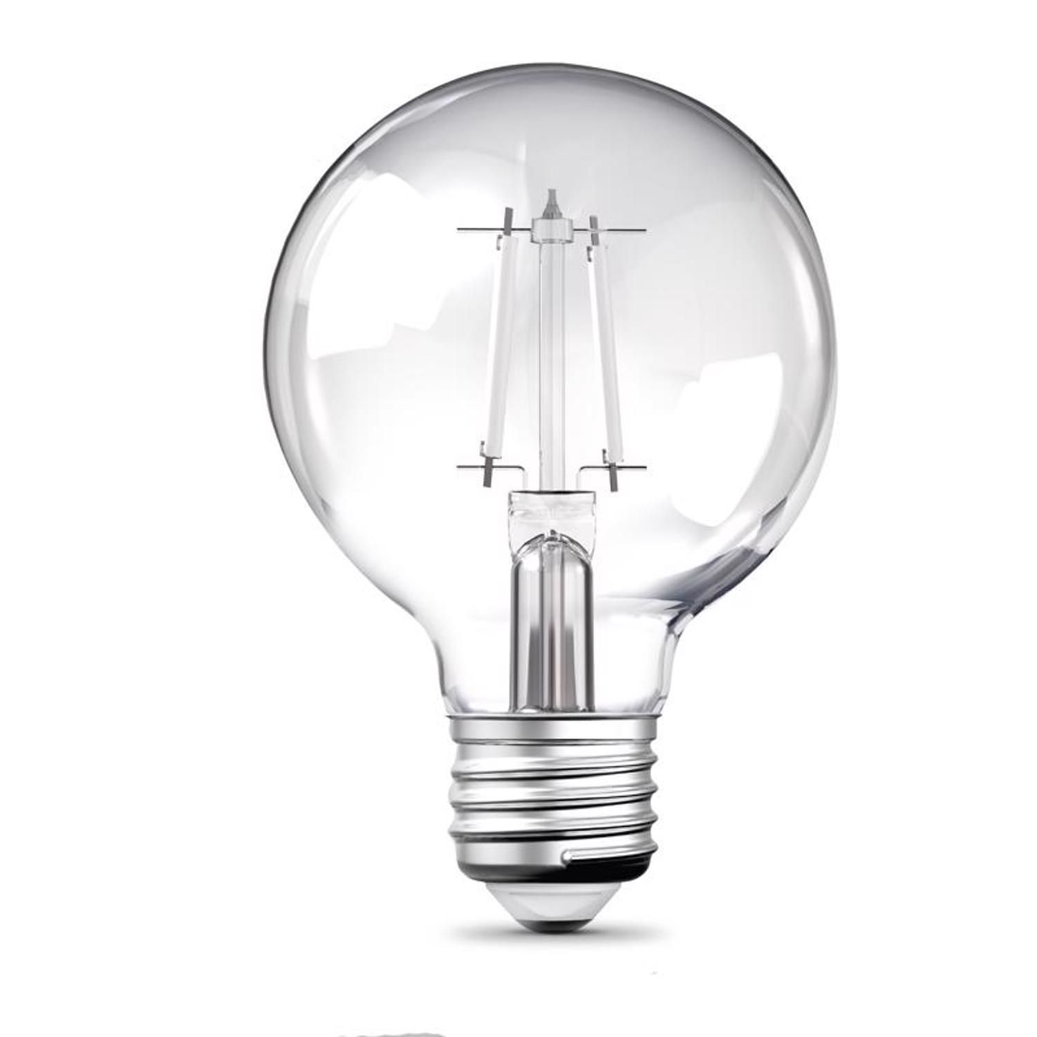 Feit G25 E26 (Medium) LED Bulb Adjustable White 60 Watt Equivalence 2 pk
