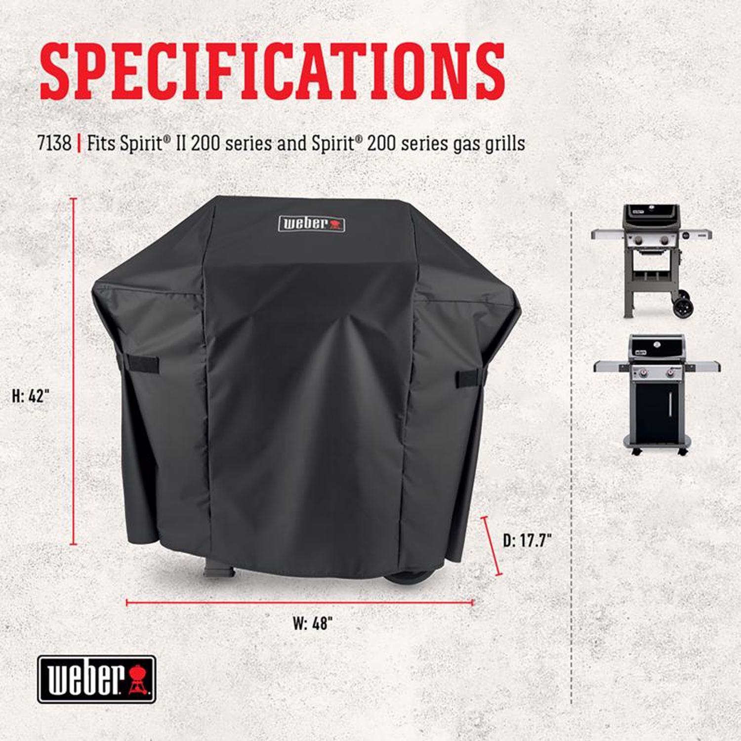 Weber Spirit 200 & Spirit II 200 Series Black Grill Cover