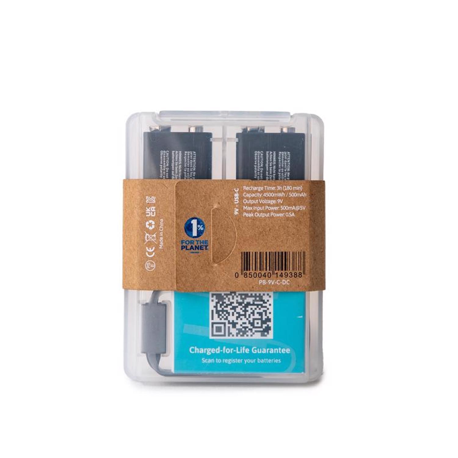 Pale Blue Earth 9-Volt Lithium Batteries 2 Pack Clamshell
