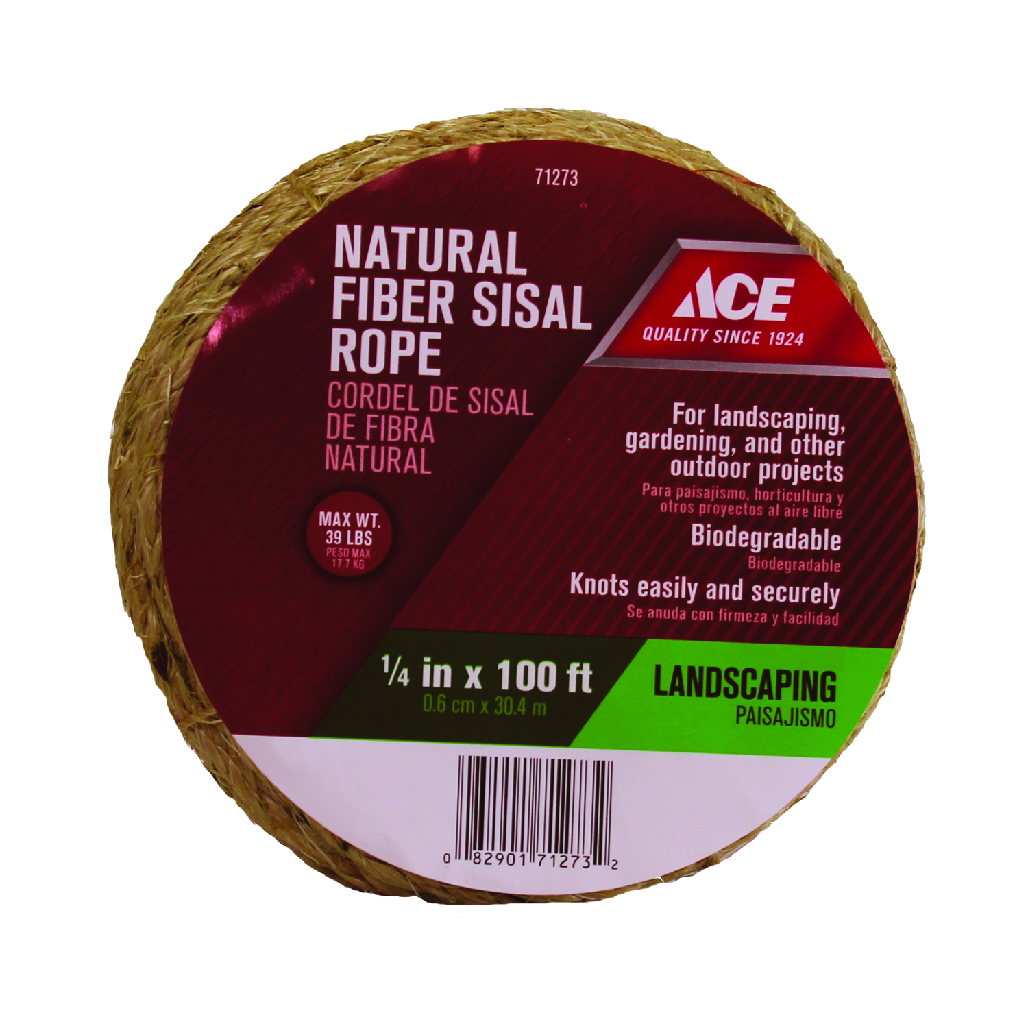 Ace 1/4 in. D X 100 ft. L Brown Twisted Sisal Rope