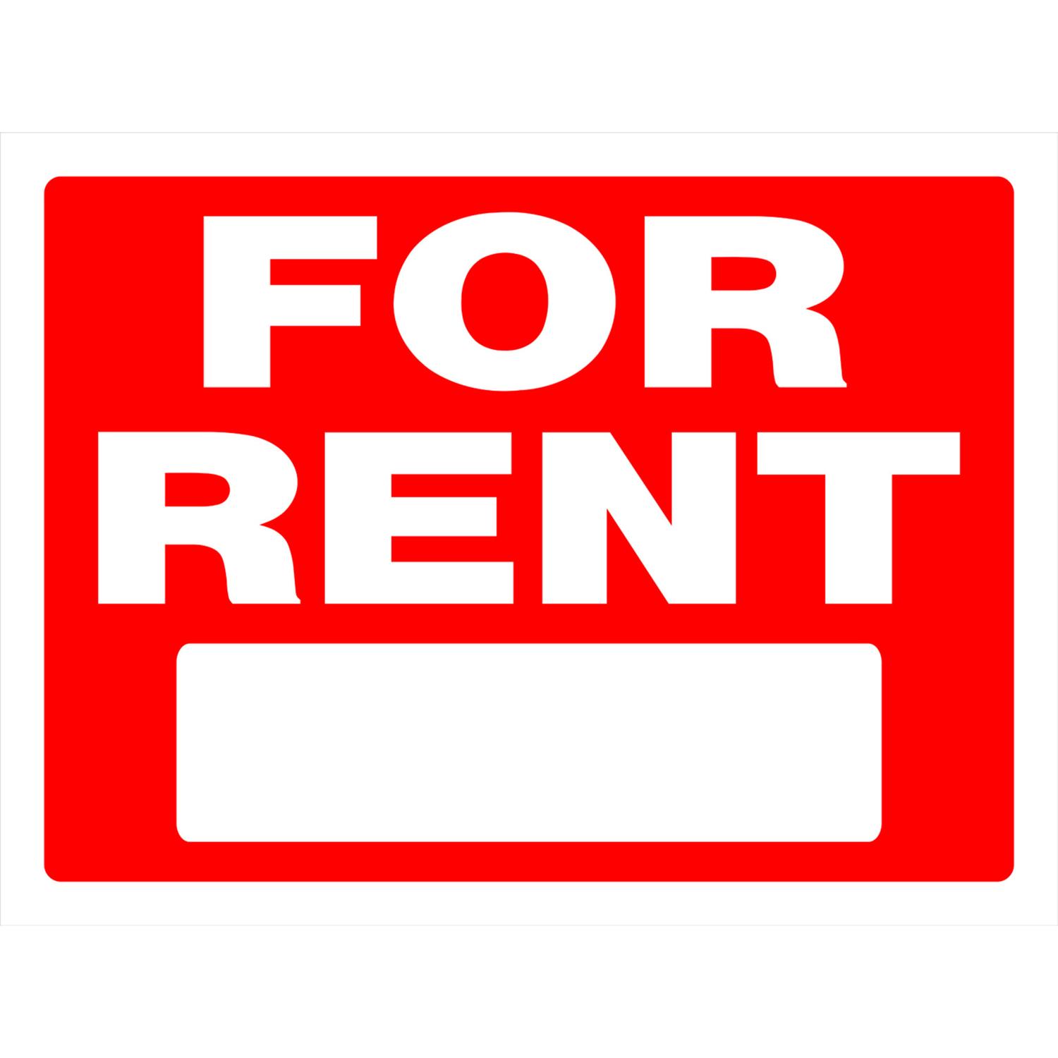 HILLMAN English Red For Rent Sign 18 in. H X 24 in. W