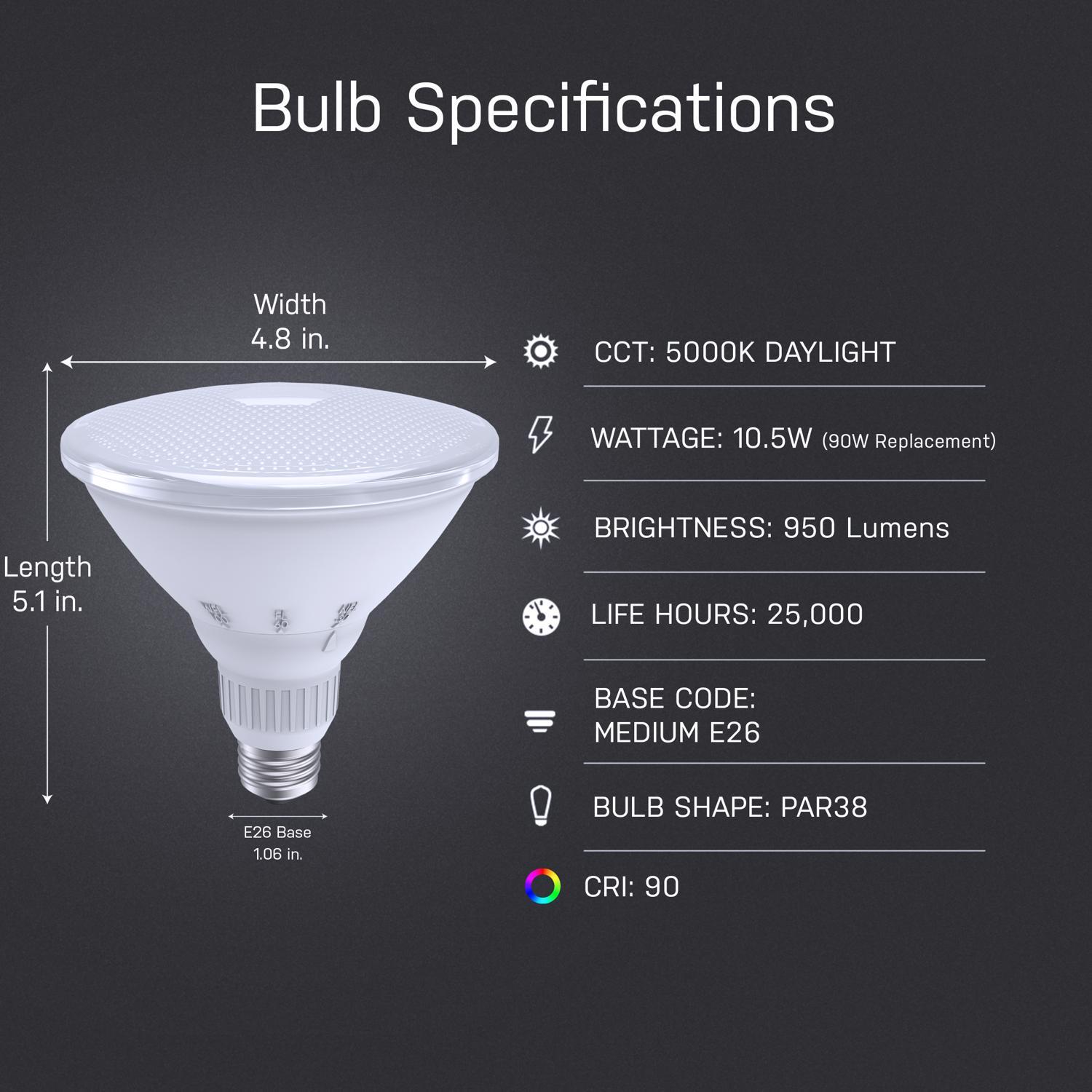 Feit PAR38 E26 (Medium) LED Bulb Daylight 90 Watt Equivalence 1 pk