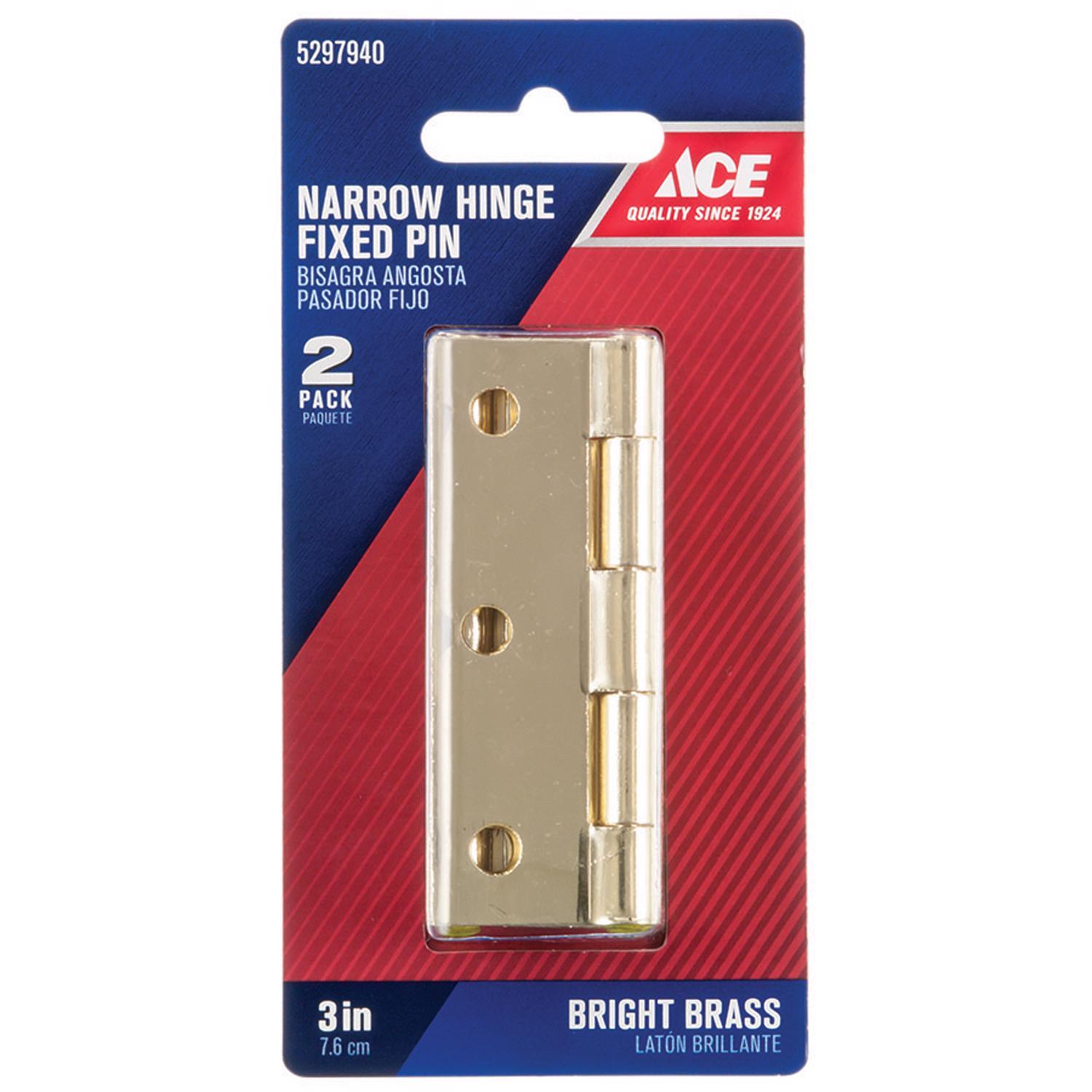 Ace 2 in. W X 3 in. L Bright Brass Brass Narrow Hinge 2 pk