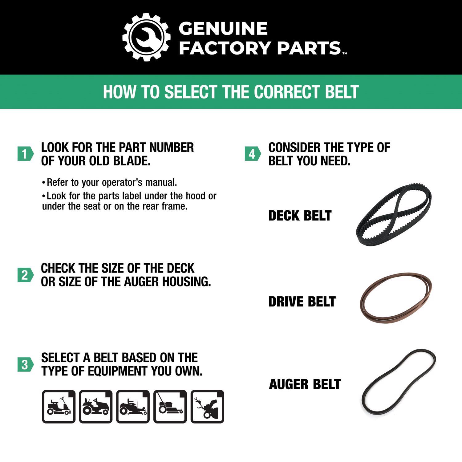 Genuine Factory Parts Deck Drive Belt 0.54 in. W X 103.24 in. L For Lawn Tractor