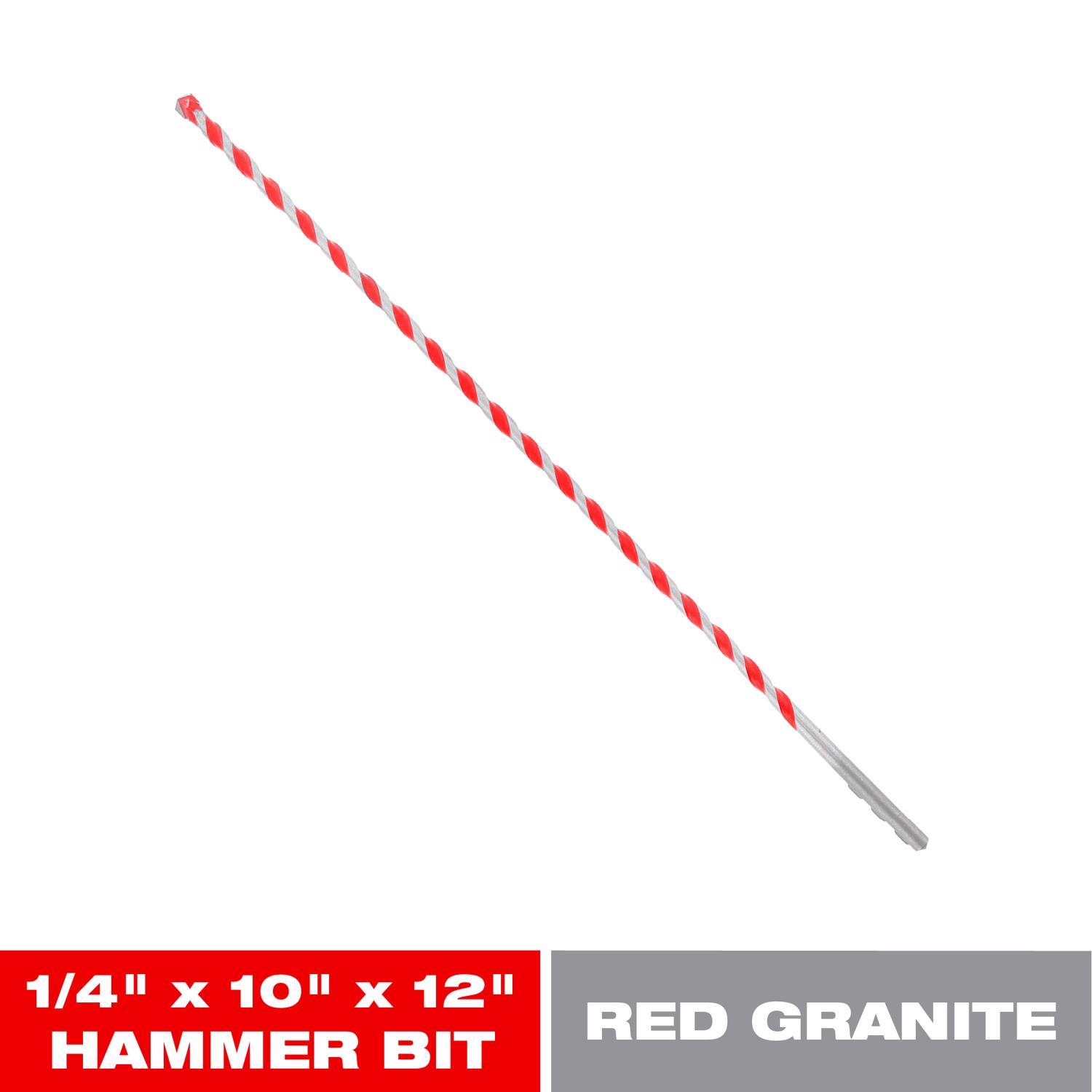 Diablo SPEEDemon 1/4 in. X 12 in. L Carbide Tipped Red Granite Hammer Drill Bit Round Shank 1 pk