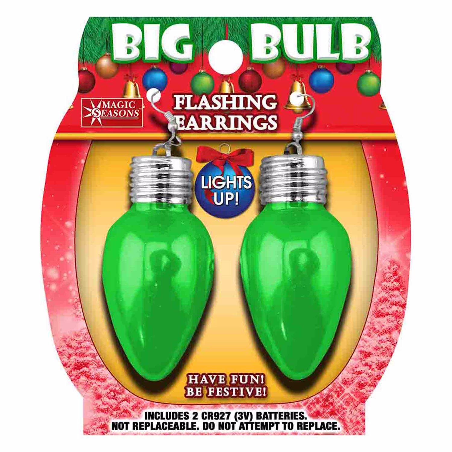 Magic Seasons Christmas Big Bulb Flashing Earrings Plastic 1 pk