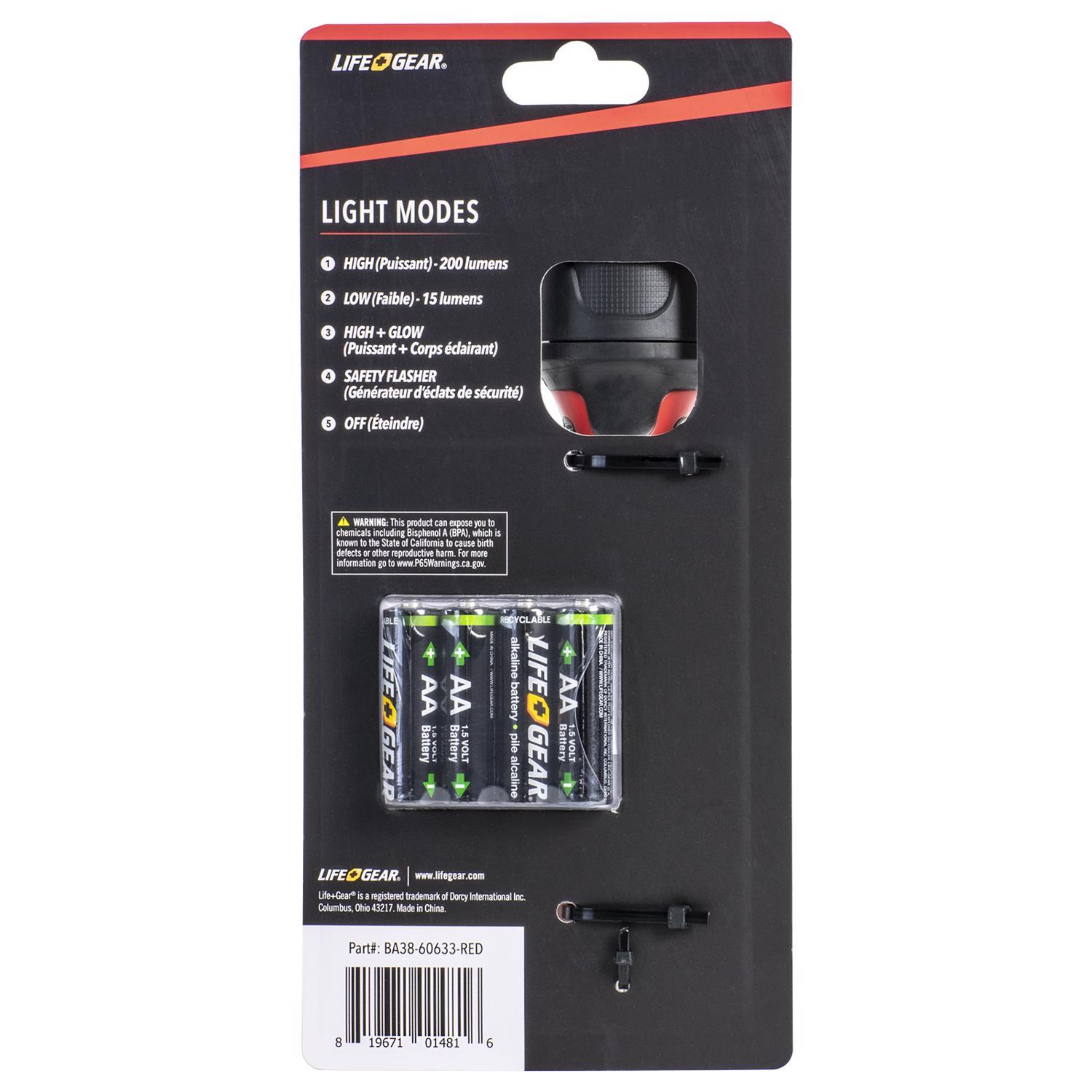Life+Gear 200 lm Black/Red LED Signal Light AA Battery