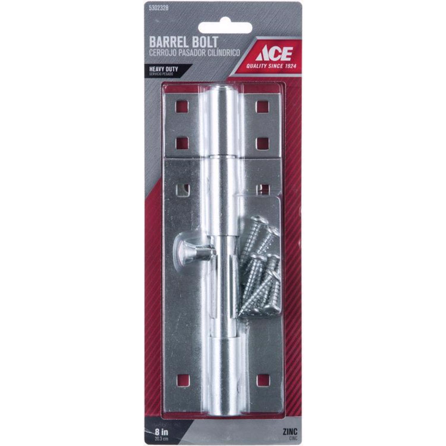 Ace 8 in. L Zinc-Plated Steel Barrel Bolt 1 pk
